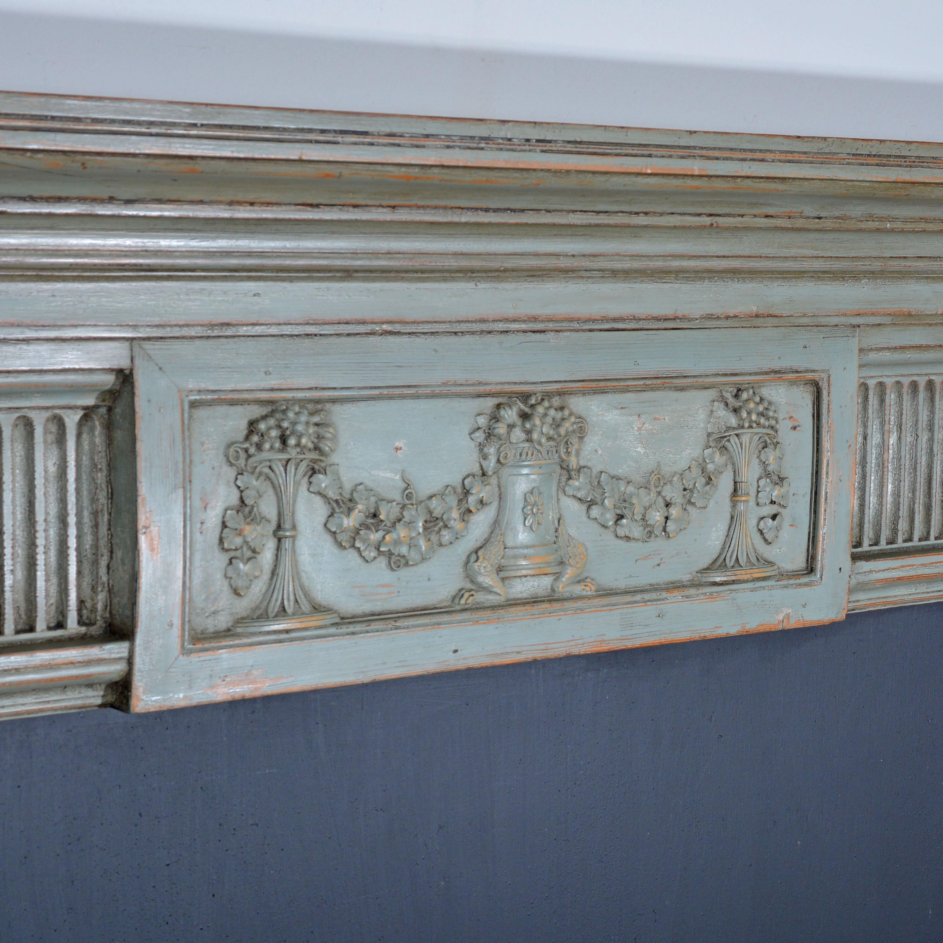 Wood Georgian neo-classical fireplace chimney piece, or mantle piece For Sale