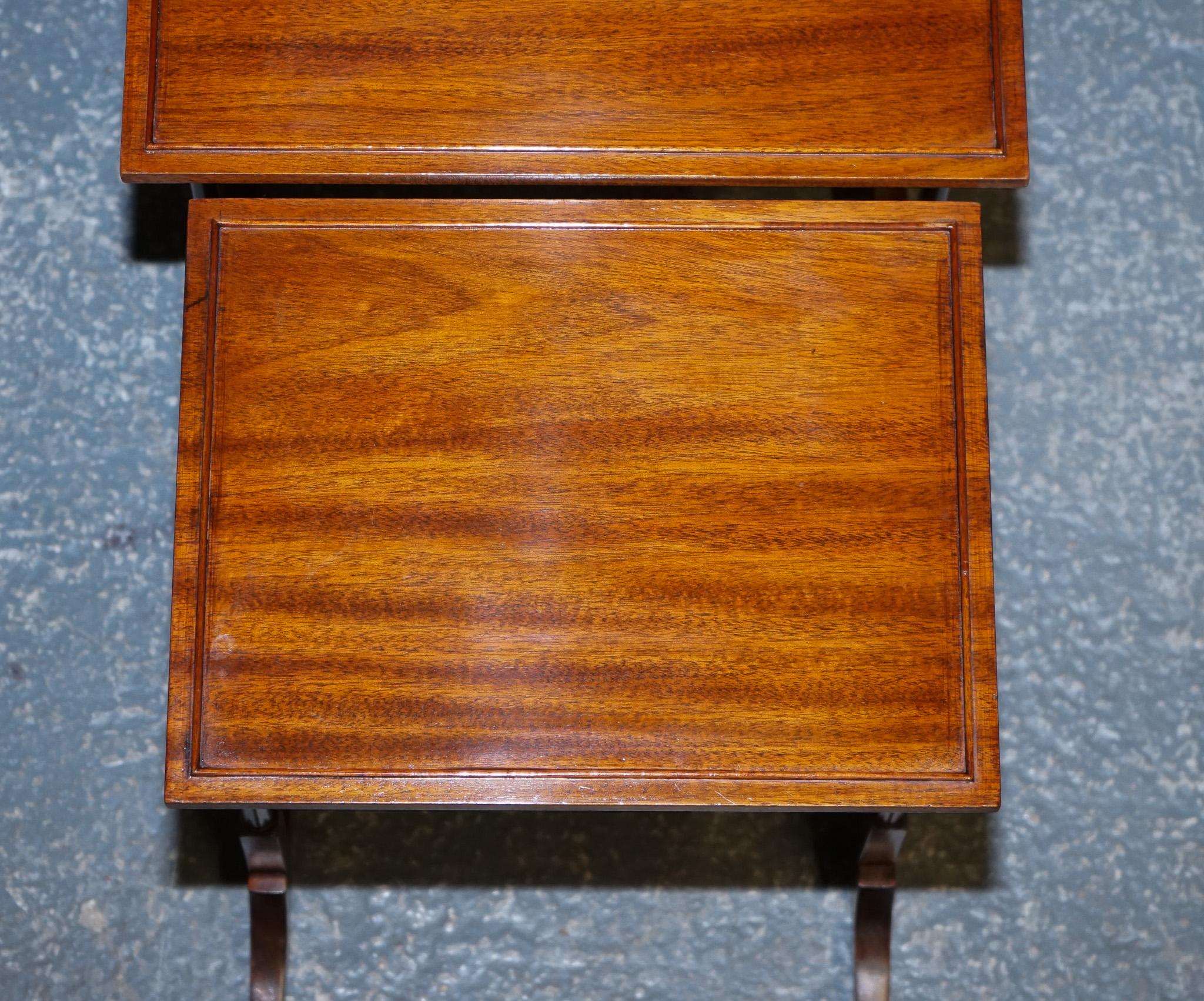 Victorian Nest of Three Nesting Tables Side Tables with Bamboo Legs For Sale 1