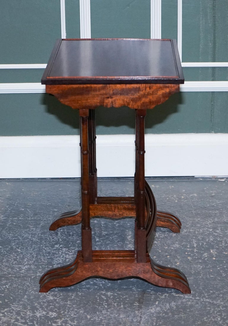 Victorian Nest of Three Nesting Tables Side Tables with Bamboo Legs For