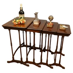 Georgian Nest Tables Mahogany Set Four Side Revival