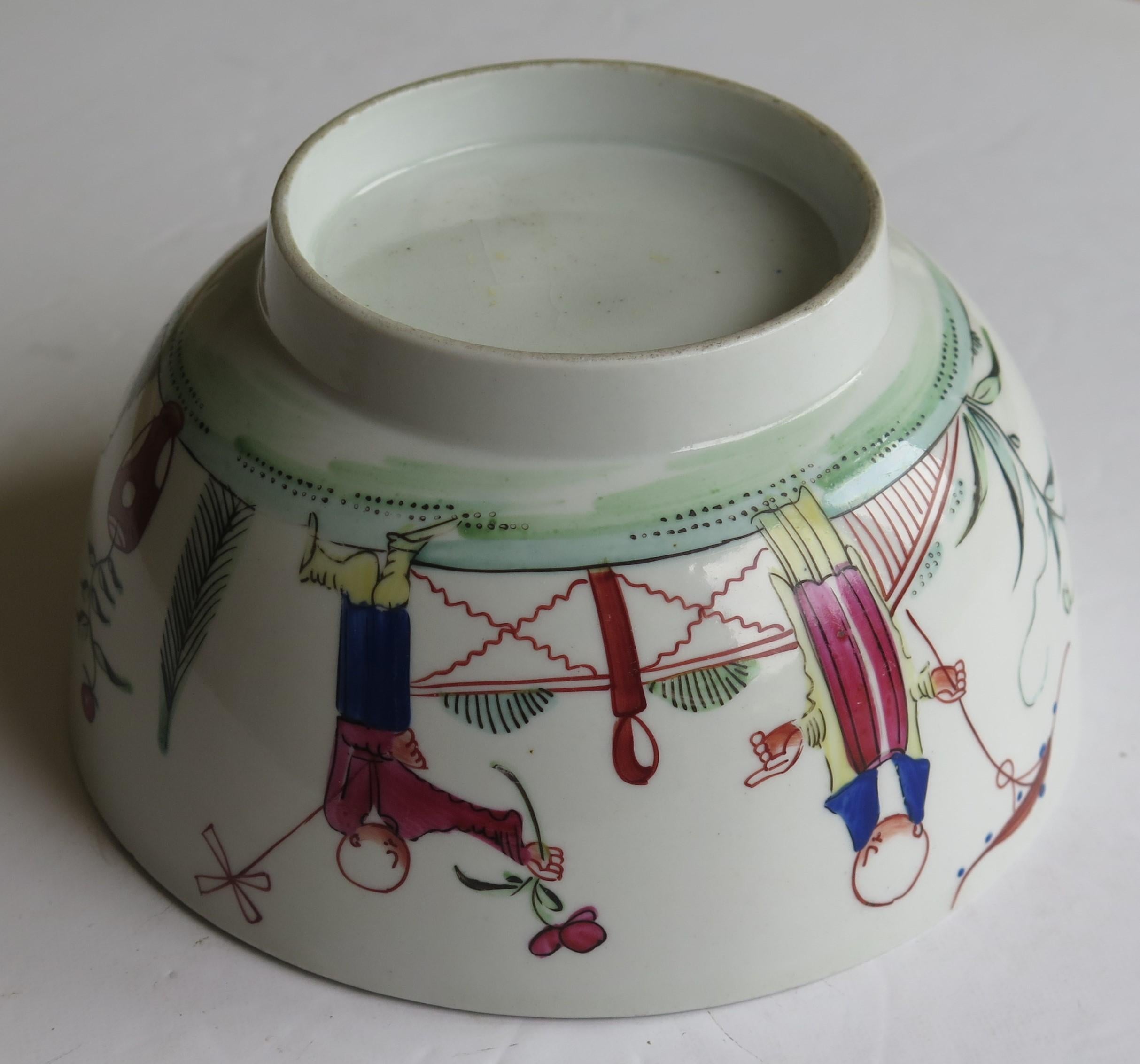 Georgian New Hall Porcelain Bowl Lady with Parasol Pattern No. 20, circa 1790 For Sale 5