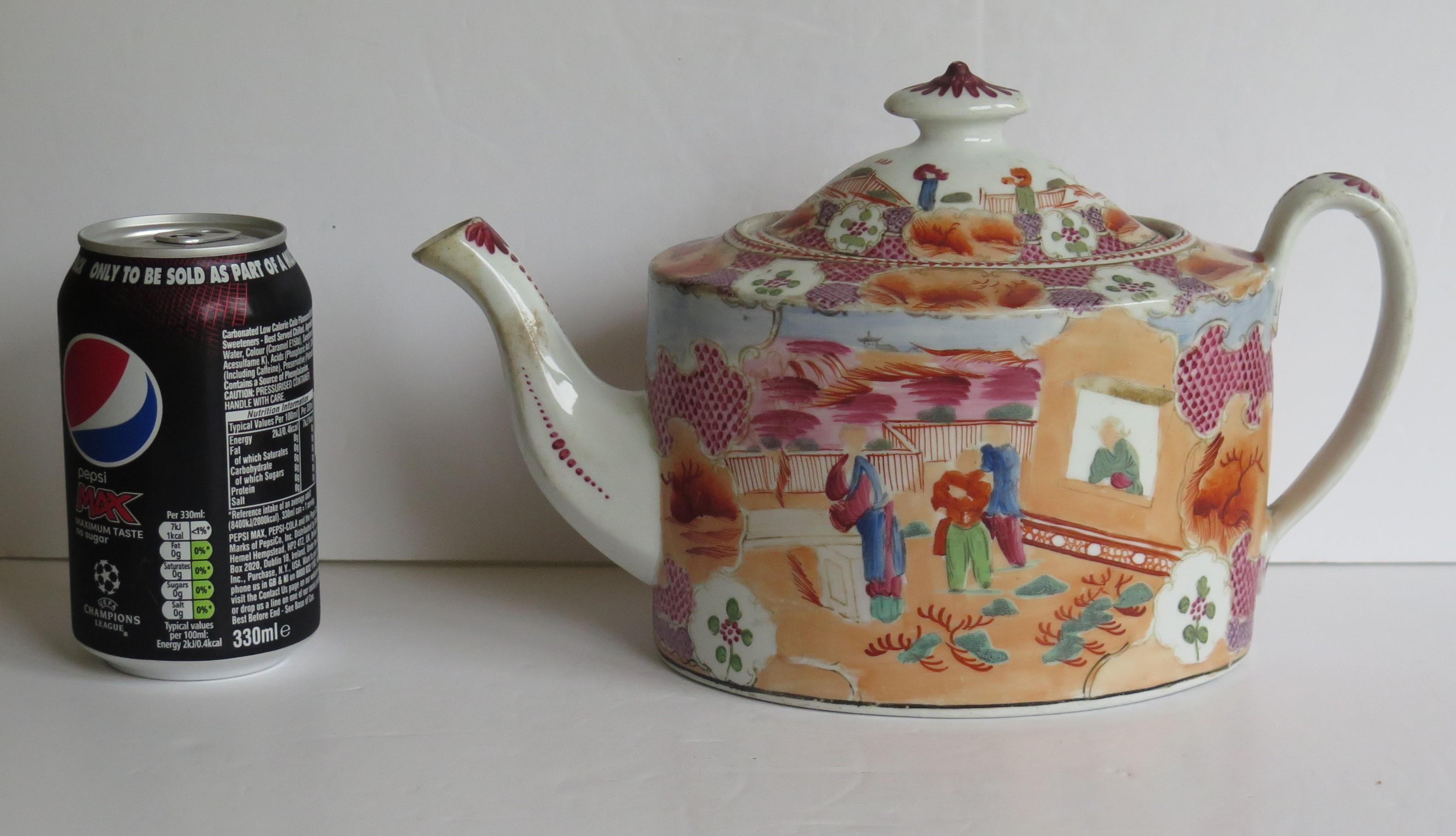 Georgian New Hall Porcelain Oval Teapot with Boy in Window Pattern 425, Ca 1802 For Sale 10