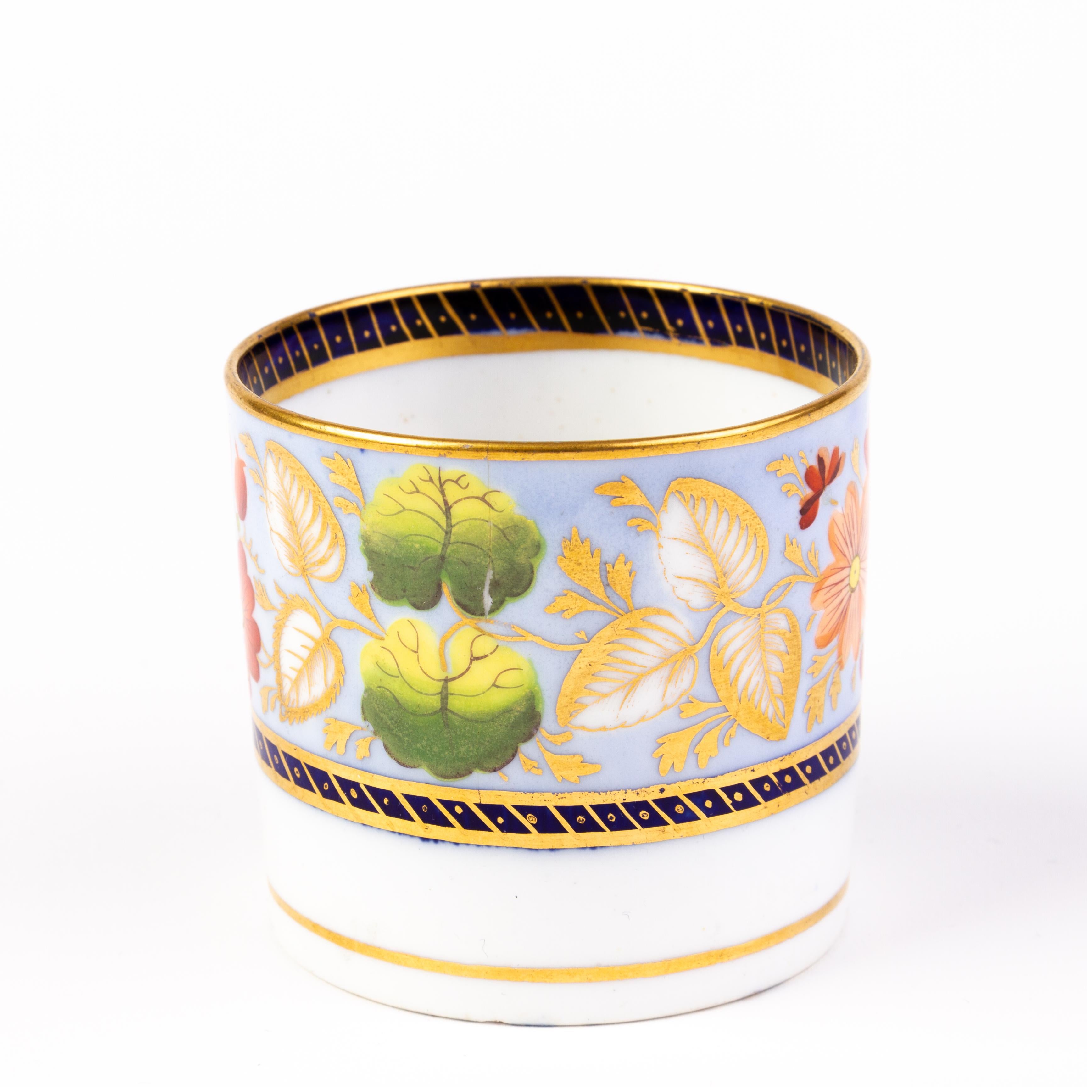 18th Century and Earlier Georgian Newhall English Polychrome Porcelain Coffee Cup 18th Century For Sale
