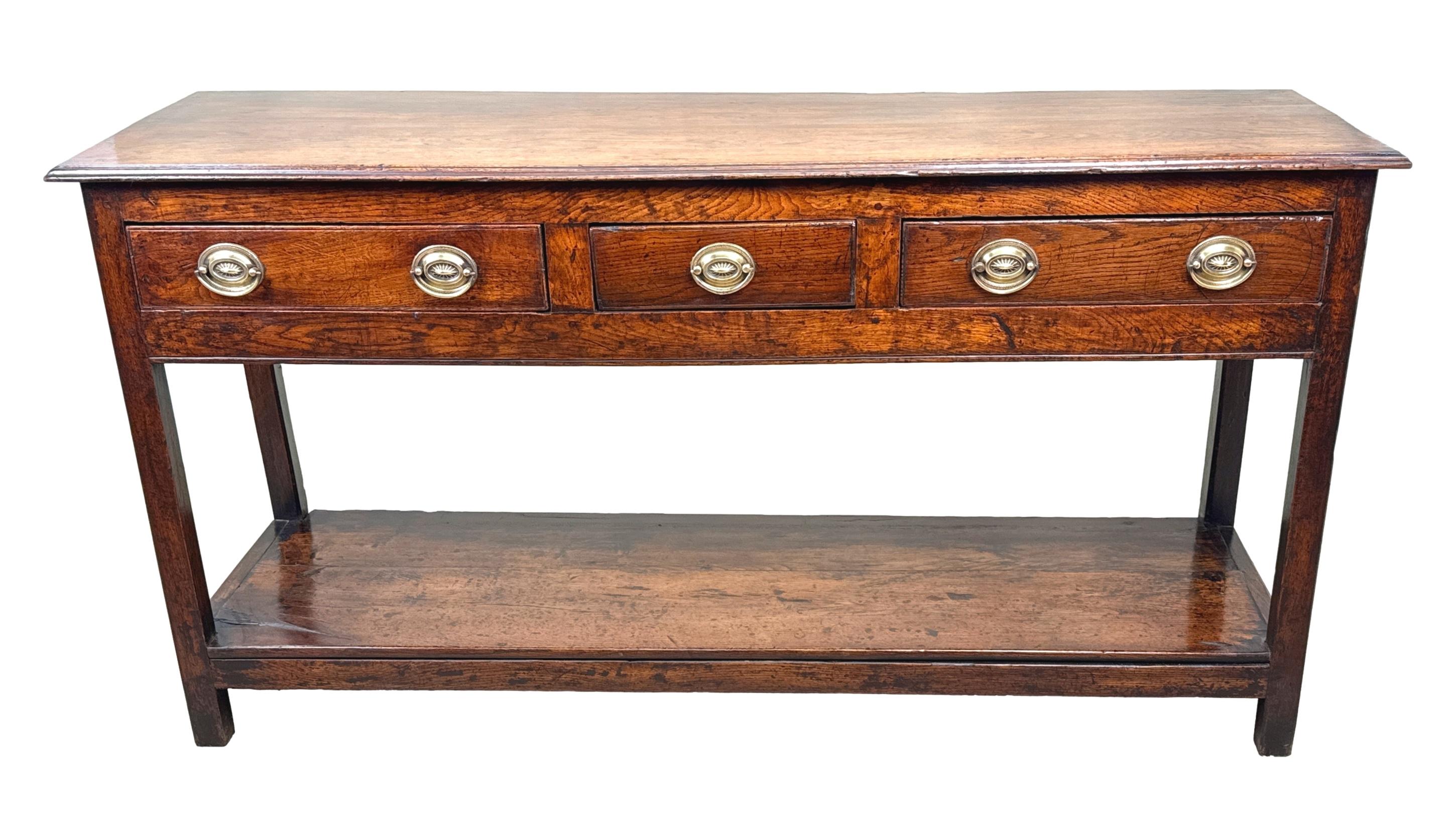 Georgian Oak 18th Century Small Dresser Base Sideboard For Sale 8