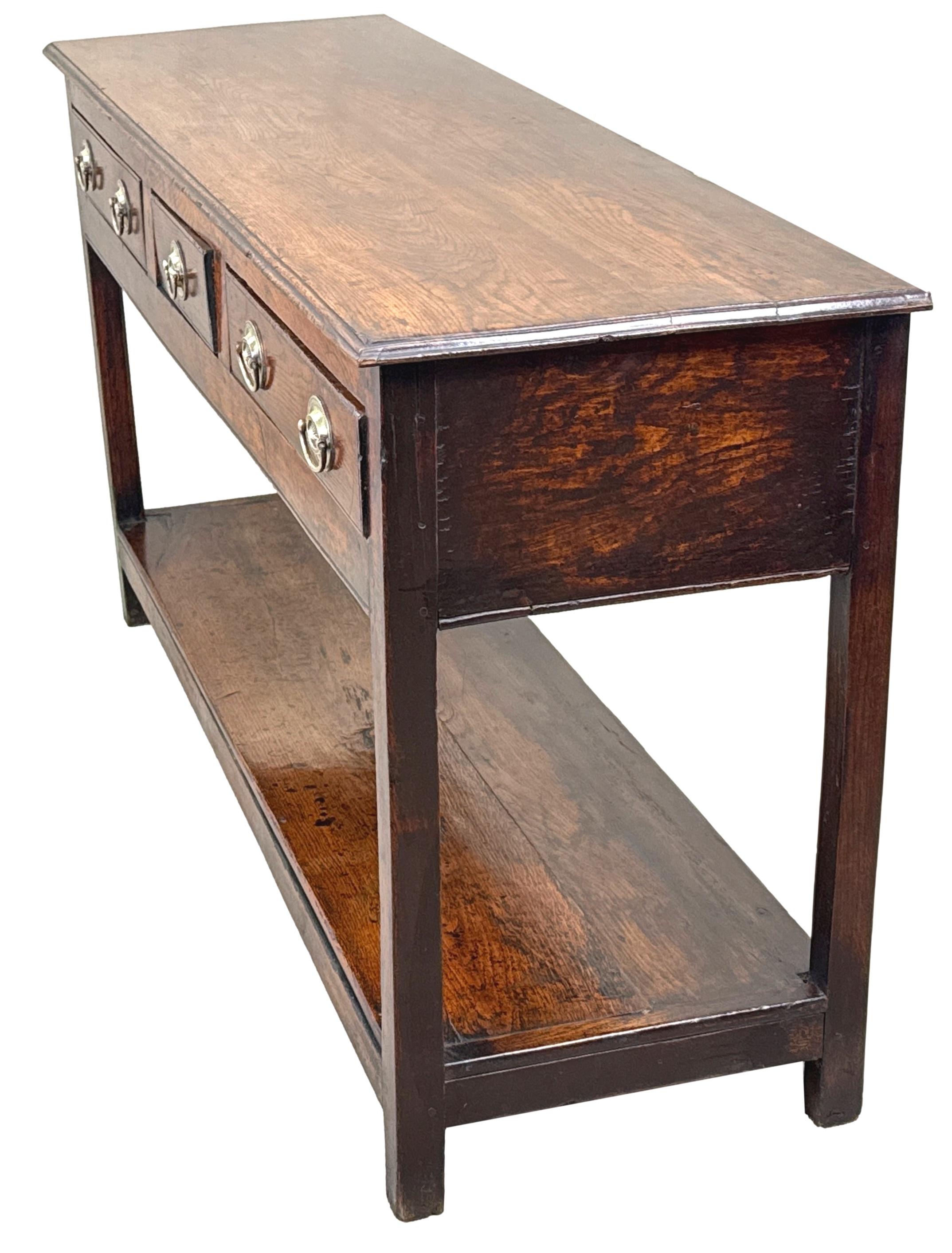 George II Georgian Oak 18th Century Small Dresser Base Sideboard For Sale