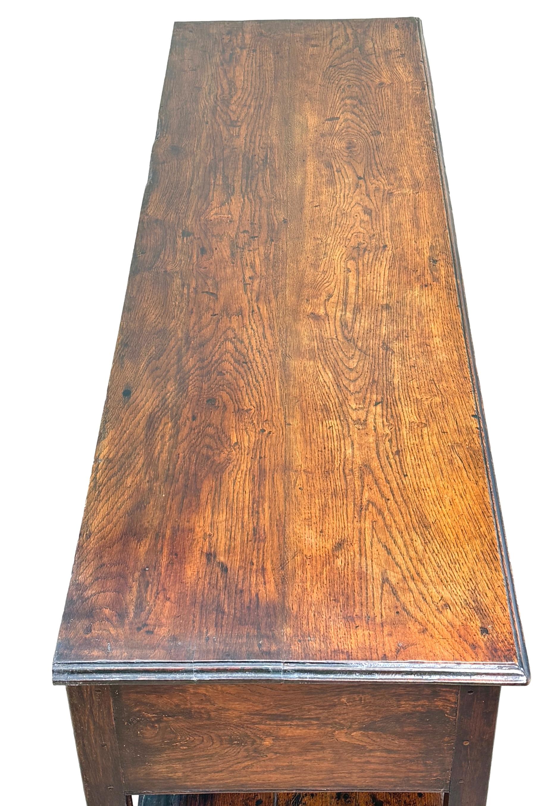 English Georgian Oak 18th Century Small Dresser Base Sideboard For Sale