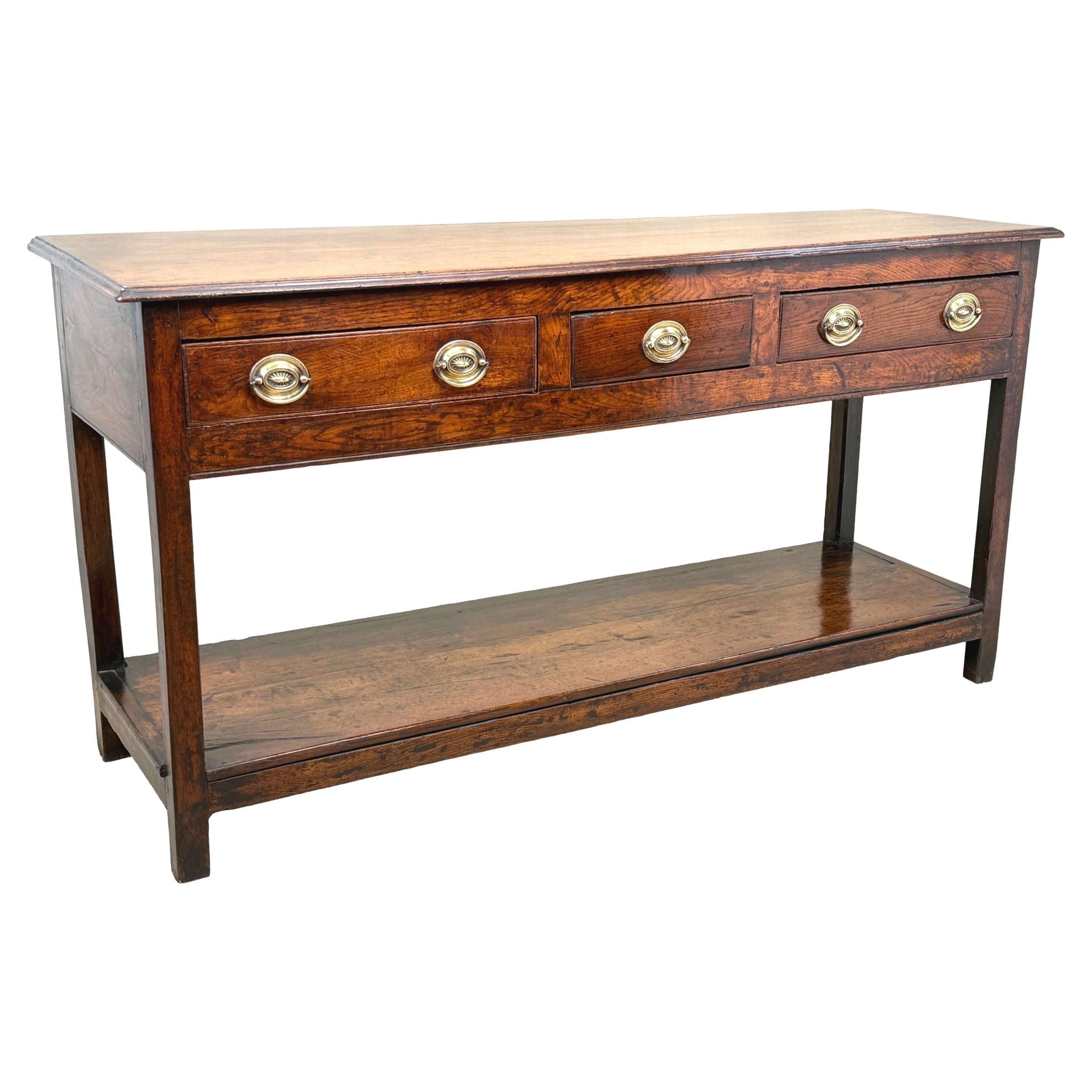 Georgian Oak 18th Century Small Dresser Base Sideboard For Sale