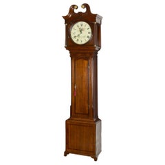 Horloge de parquet géorgienne en chêne et acajou de Thomas Crawshaw, Rotherham