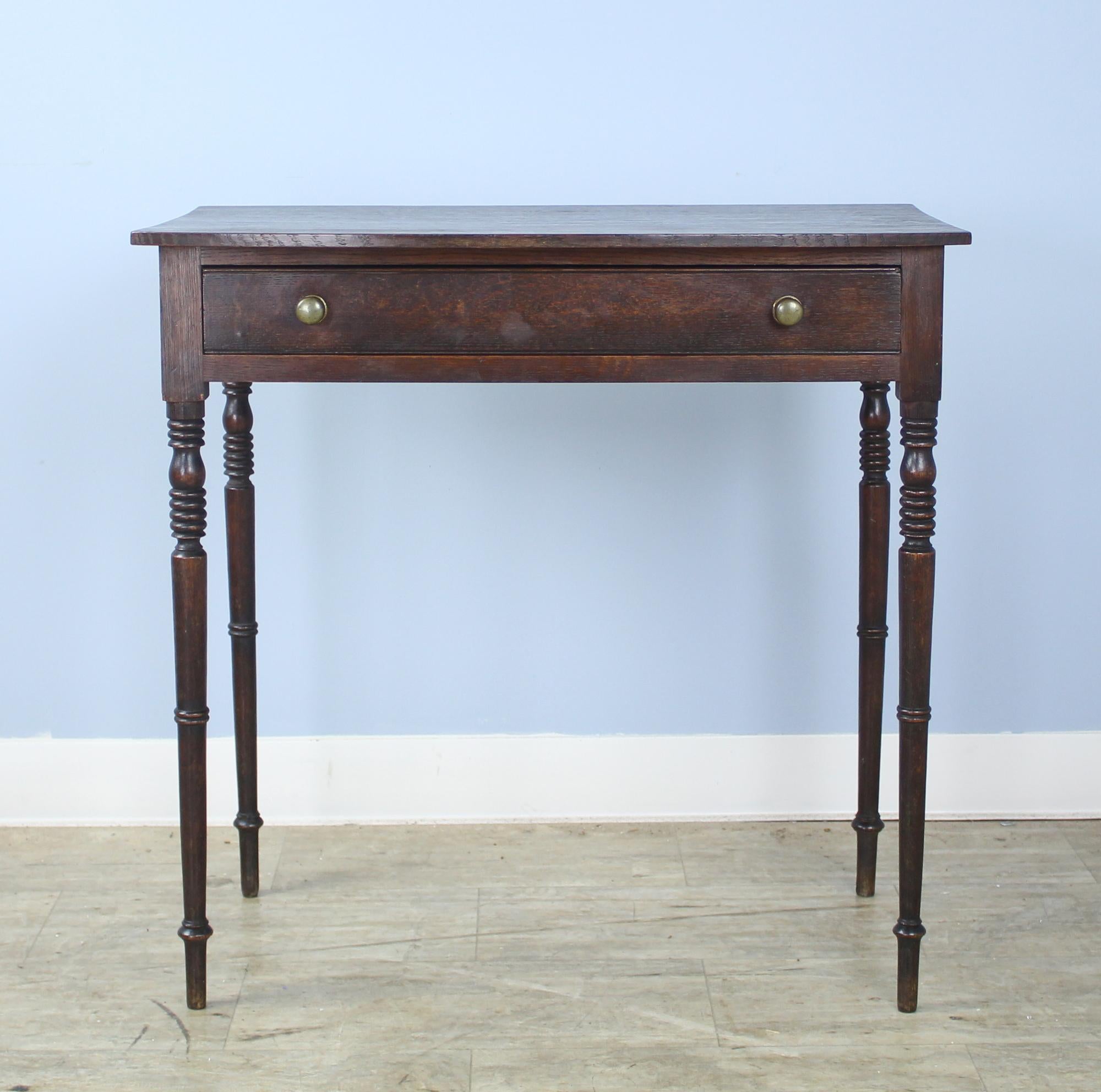 English Georgian Oak Bowfront Side Table with Turned Spider Legs