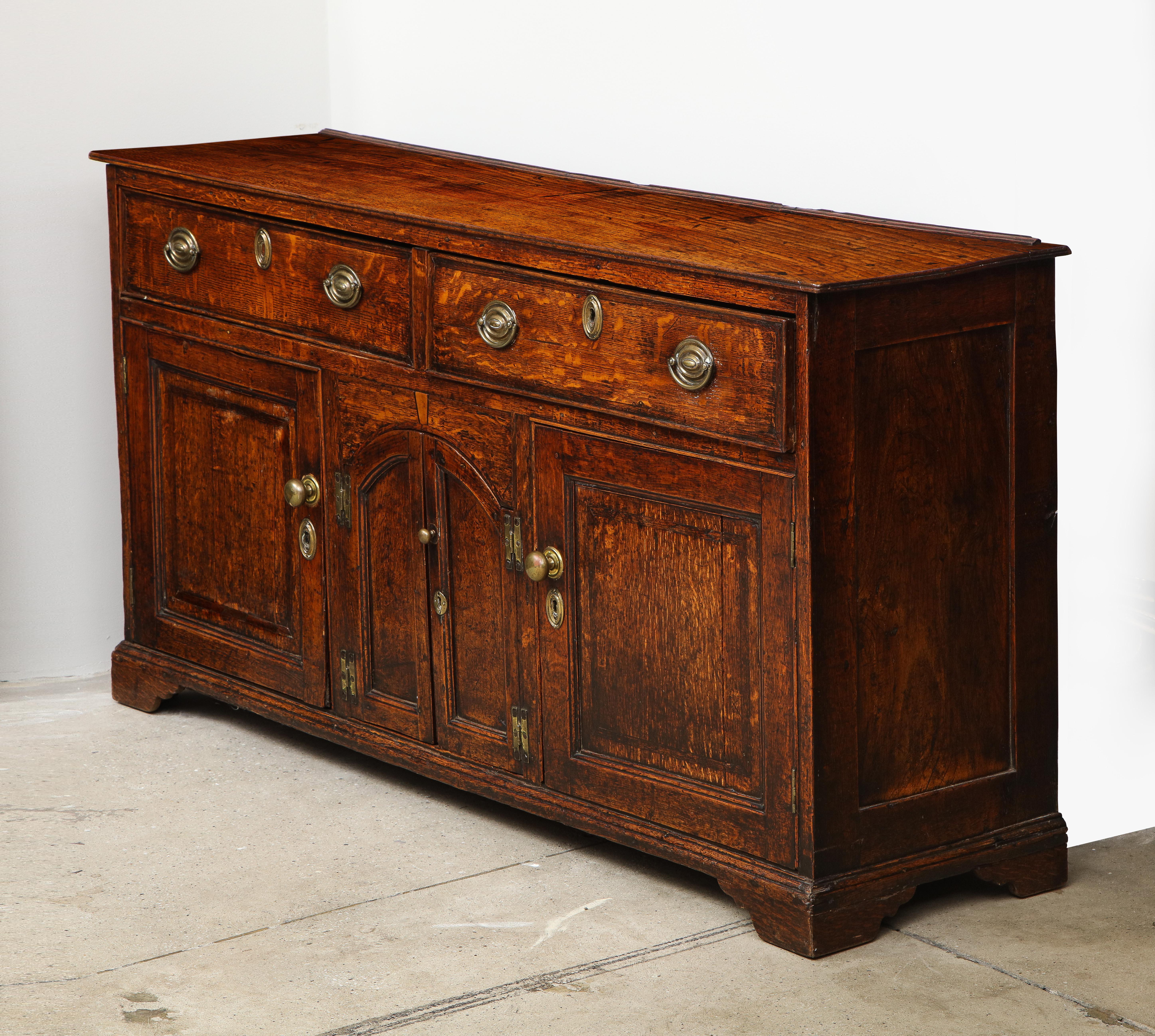 George III Georgian Oak Cabinet Dresser For Sale