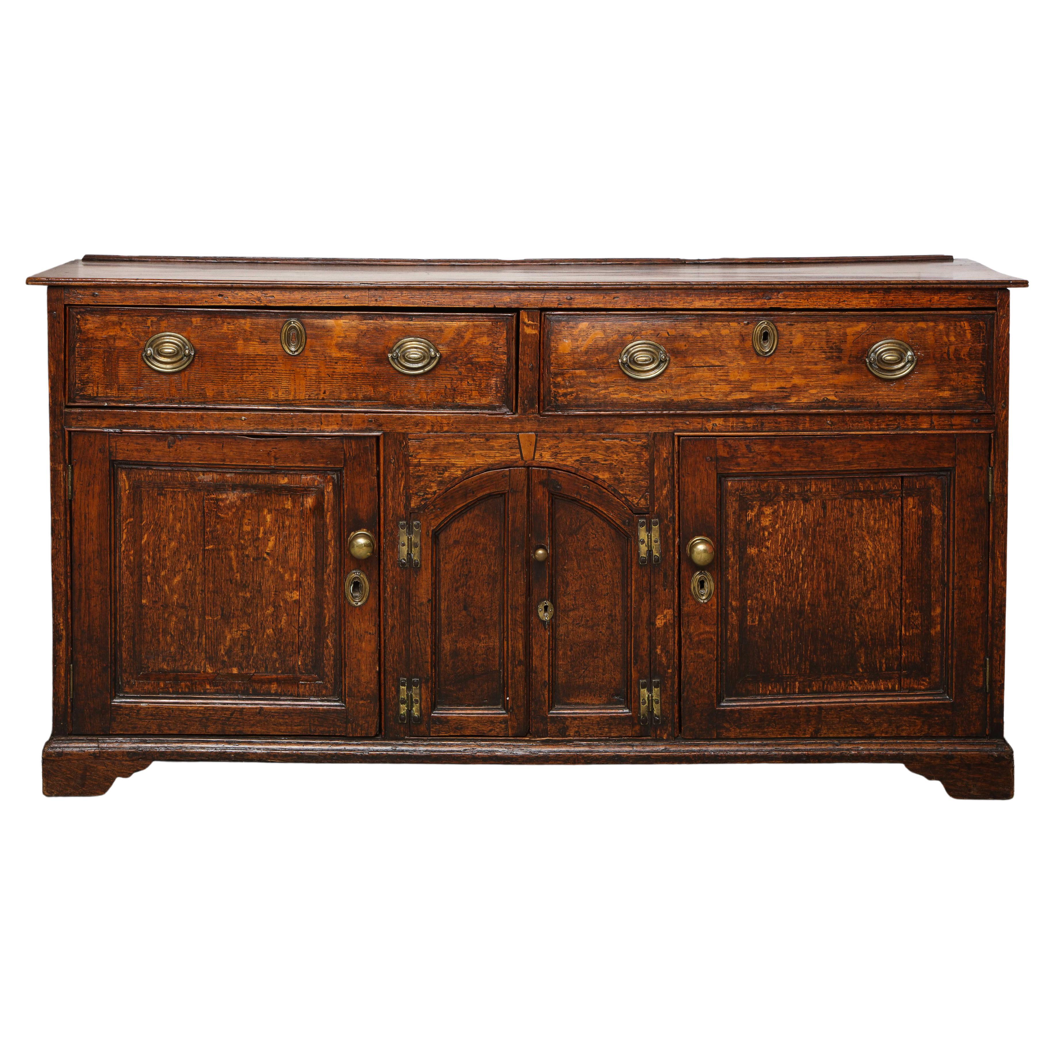 Georgian Oak Cabinet Dresser For Sale