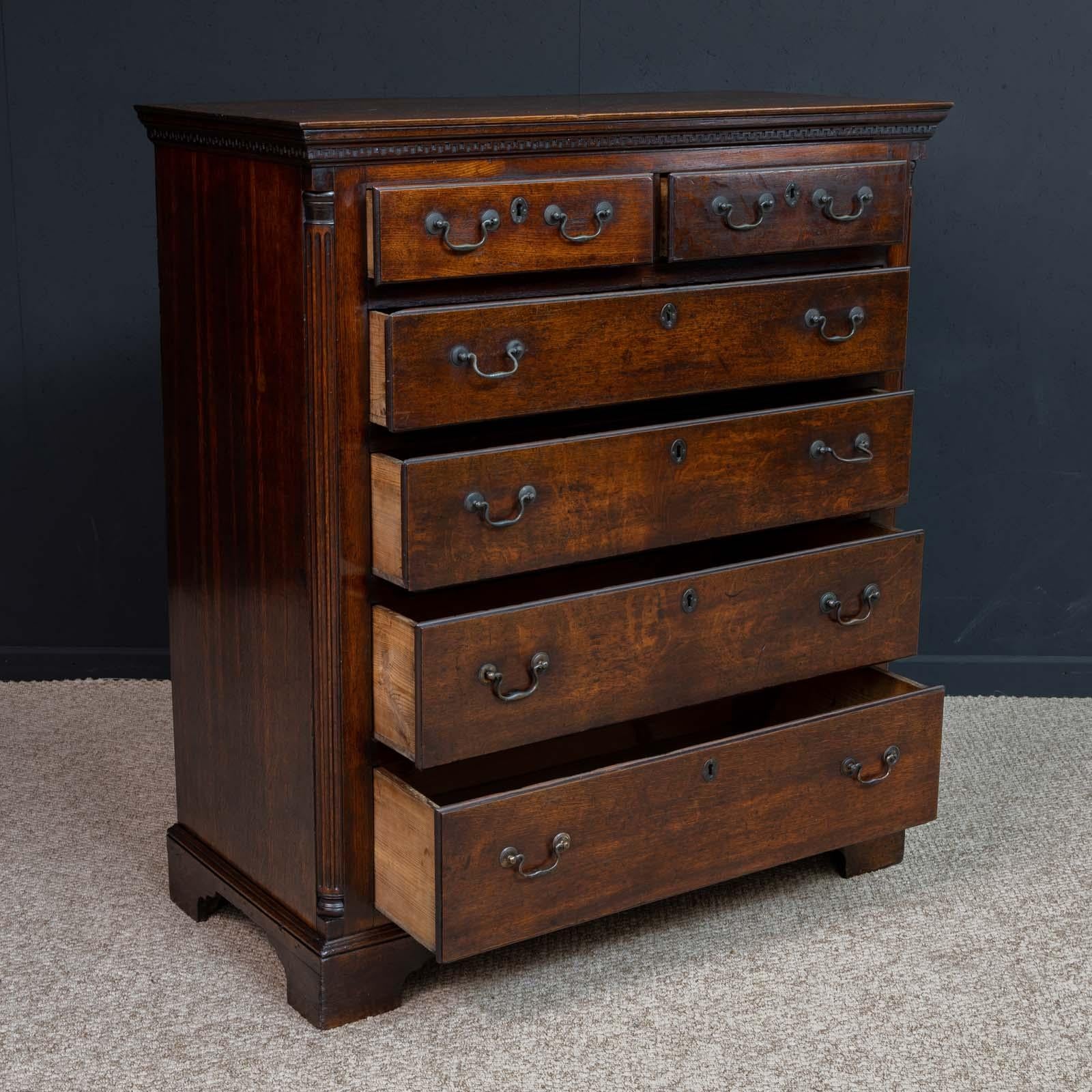 Polished Georgian Oak Chest of Drawers