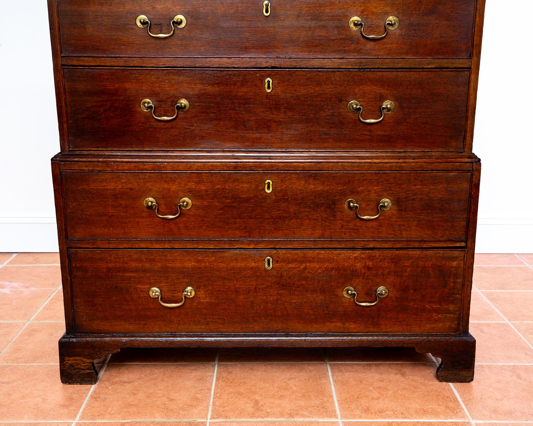 Pecho de roble georgiano en el pecho de cajones 1750 Antiguo Tallboy Country Farmhouse en venta 7