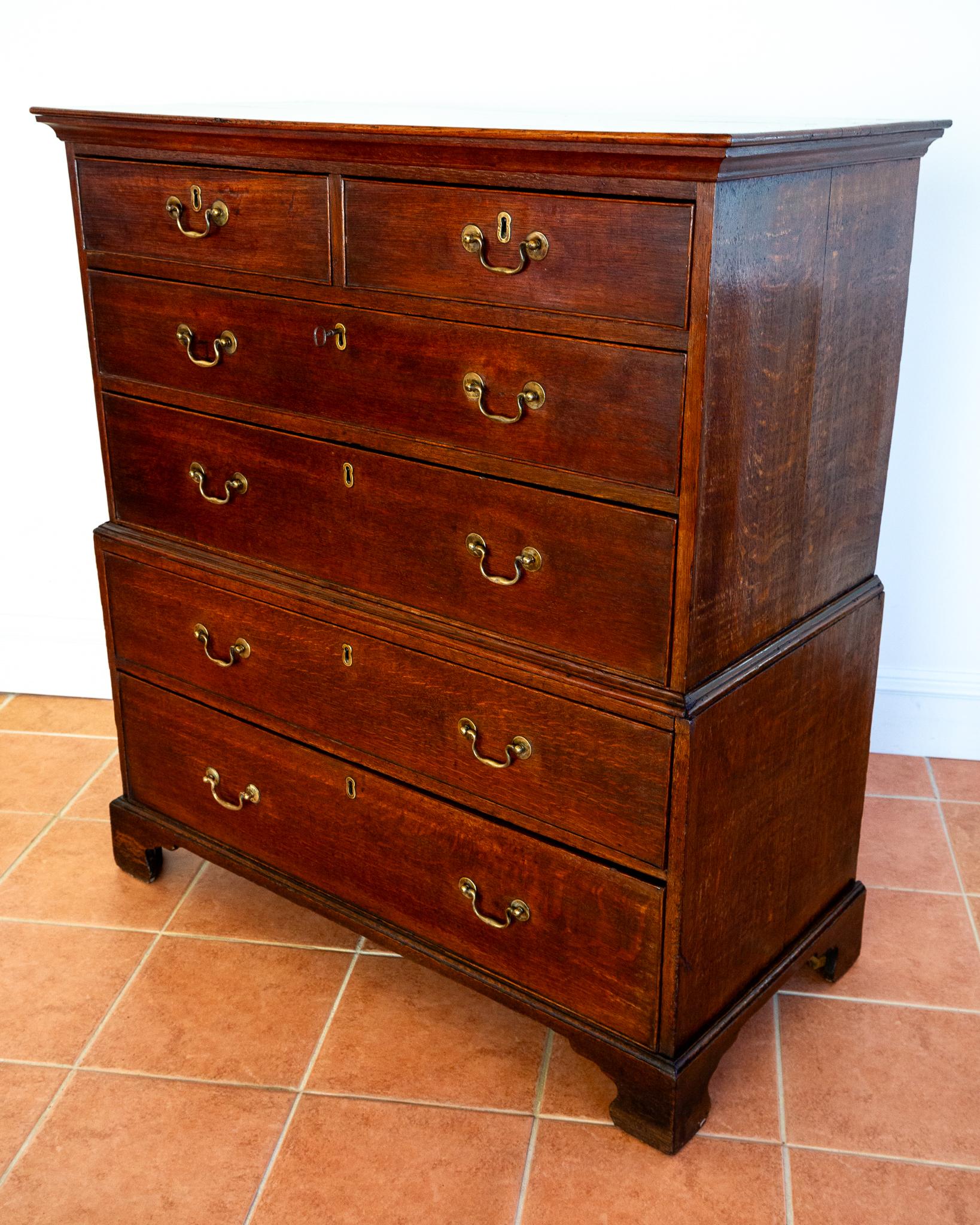 Pecho de roble georgiano en el pecho de cajones 1750 Antiguo Tallboy Country Farmhouse en venta 8