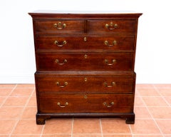Georgian Oak Chest on Chest of Drawers 1750 Antique Tallboy Country Farmhouse