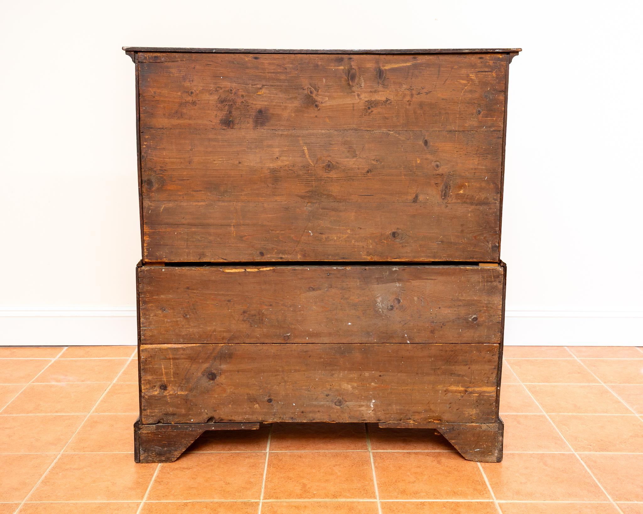 Pecho de roble georgiano en el pecho de cajones 1750 Antiguo Tallboy Country Farmhouse en venta 12