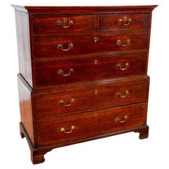 Georgian Oak Chest on Chest of Drawers 1750 Antique Tallboy Country Farmhouse