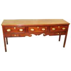 Georgian Oak English Antique Dresser Base Sideboard