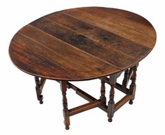 Georgian Oak Gate Leg Drop Leaf Dining Table, 18th Century