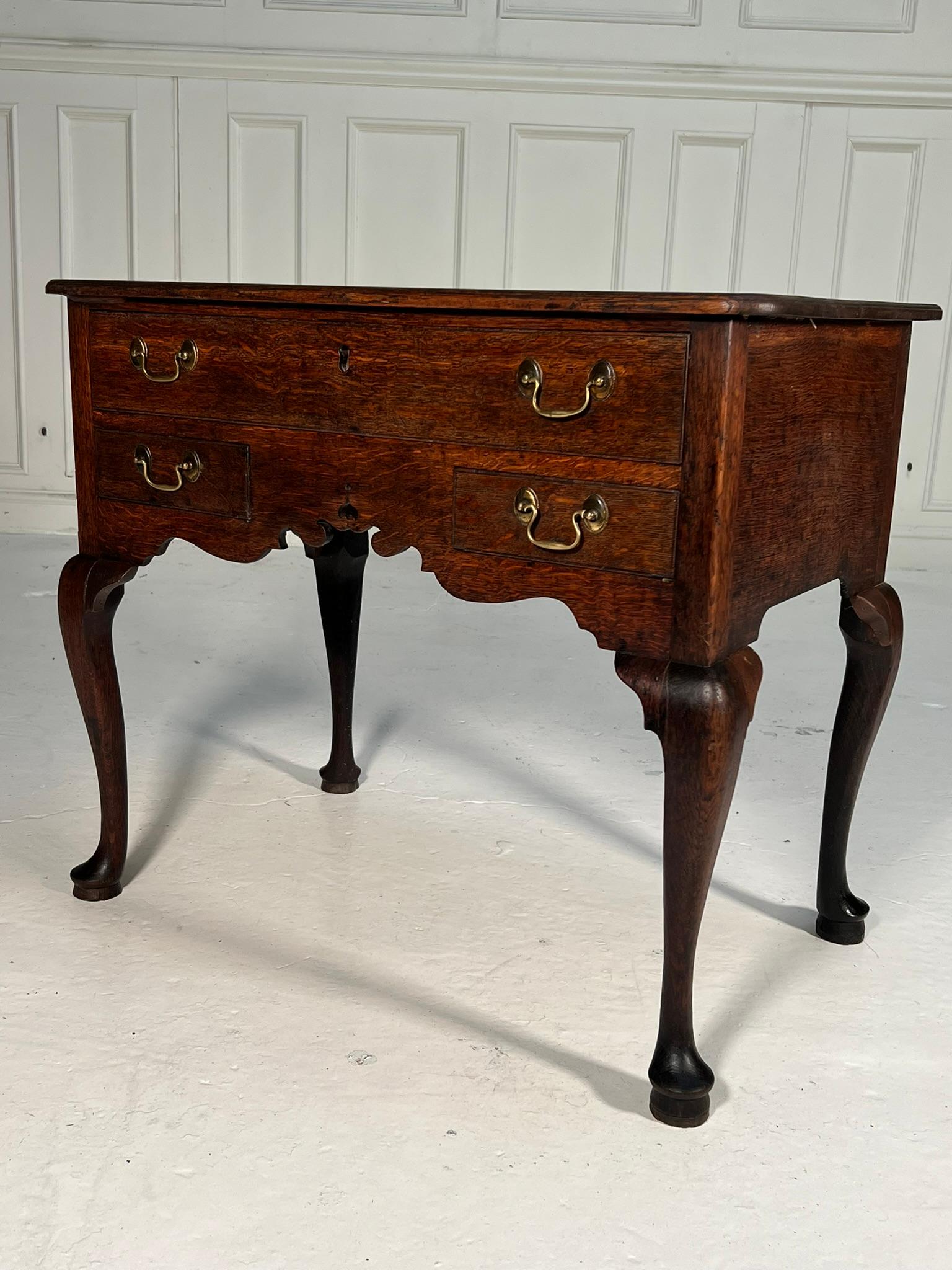 18th Century and Earlier Georgian Oak Lowboy For Sale
