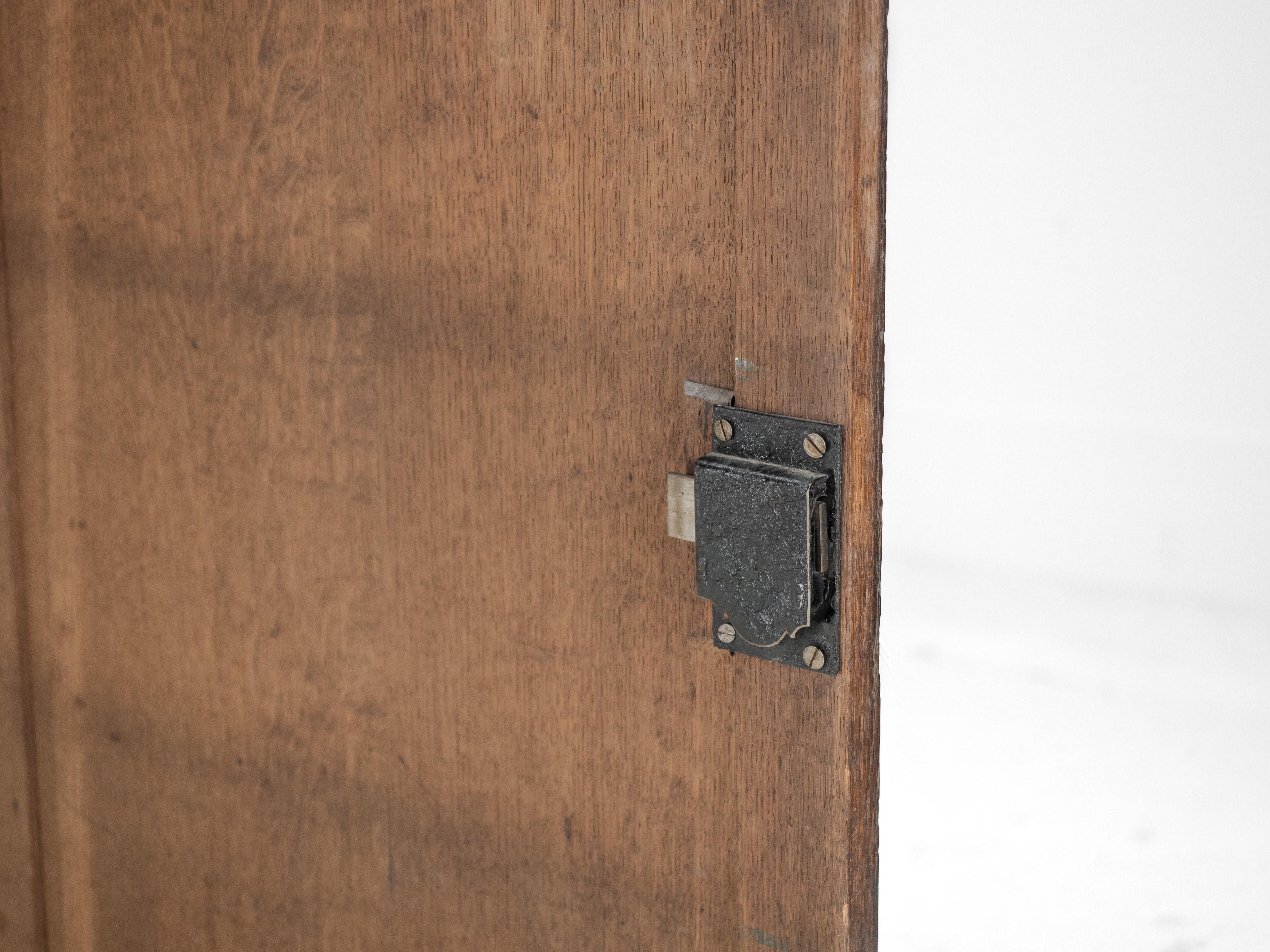 18th Century Georgian Oak Mahogany Inlaid Wall-Hanging Corner Cupboard Late c18th George III For Sale