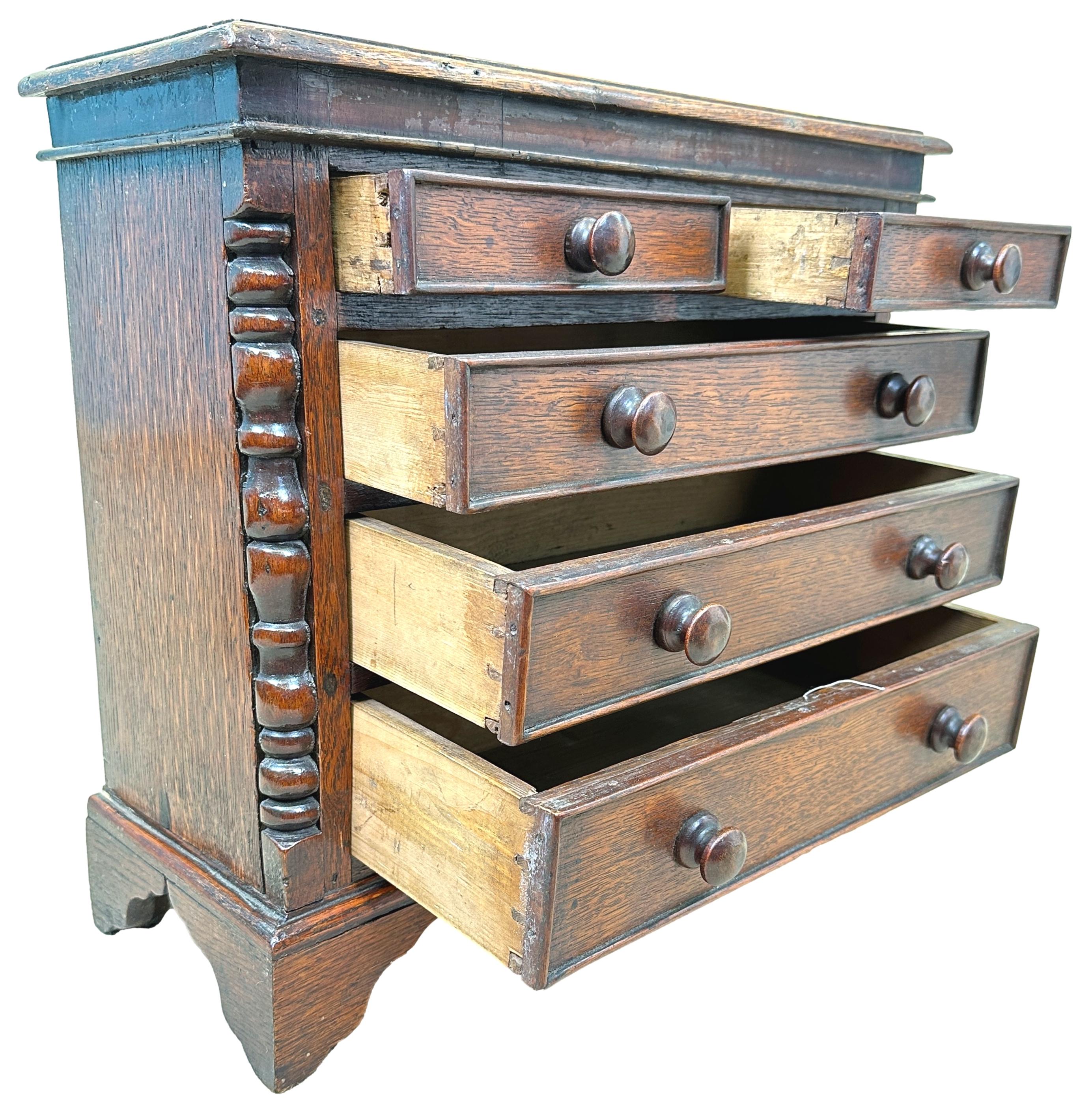 18th Century Georgian Oak Miniature Chest of Drawers For Sale