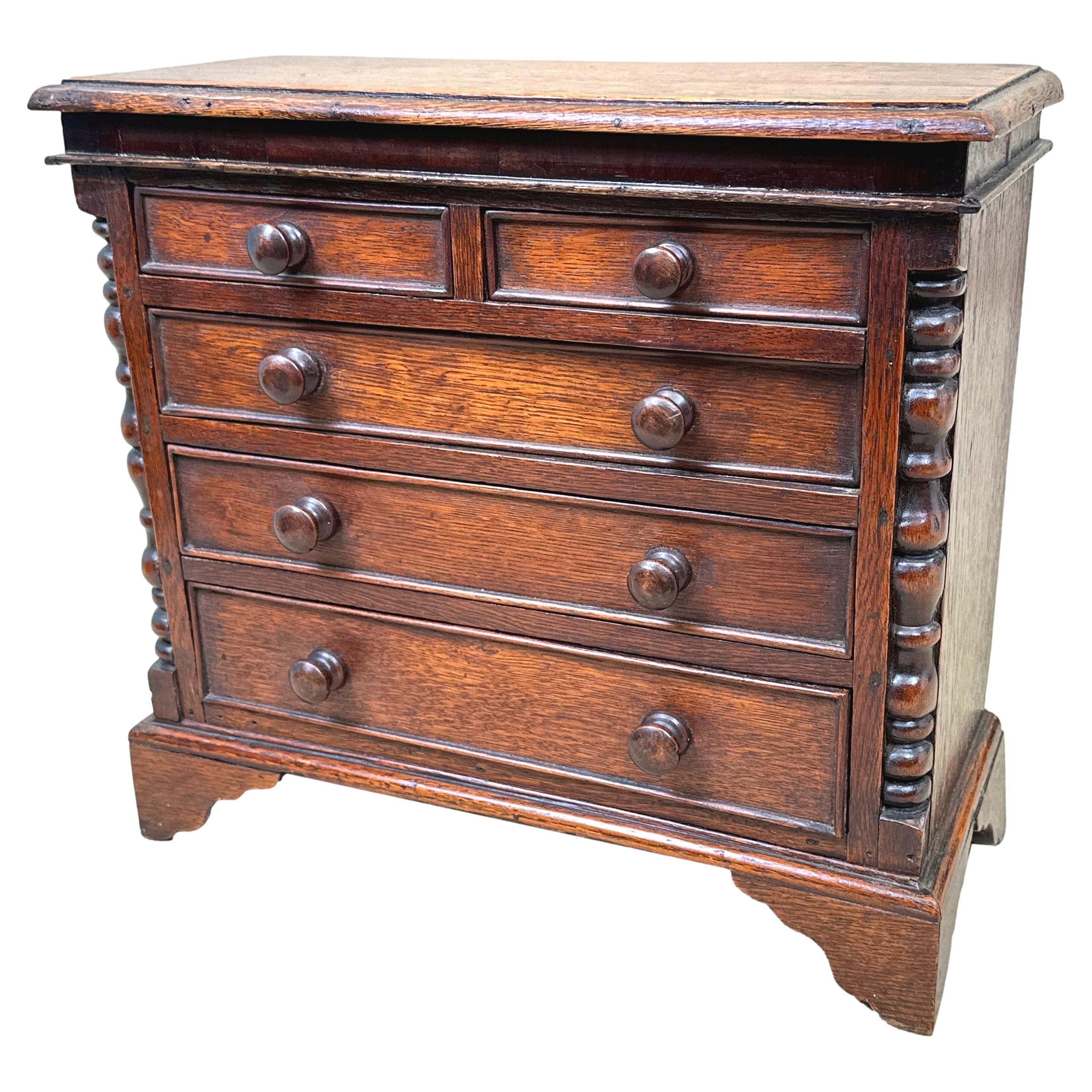 Georgian Oak Miniature Chest of Drawers For Sale