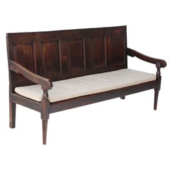 Antique Georgian Oak Settle Bench Seat, 18th Century
