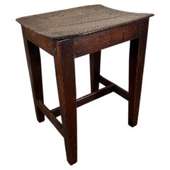 Georgianischer Eichenhocker, gewölbte Sitzfläche, Zapfenkonstruktion, englisch, um 1780