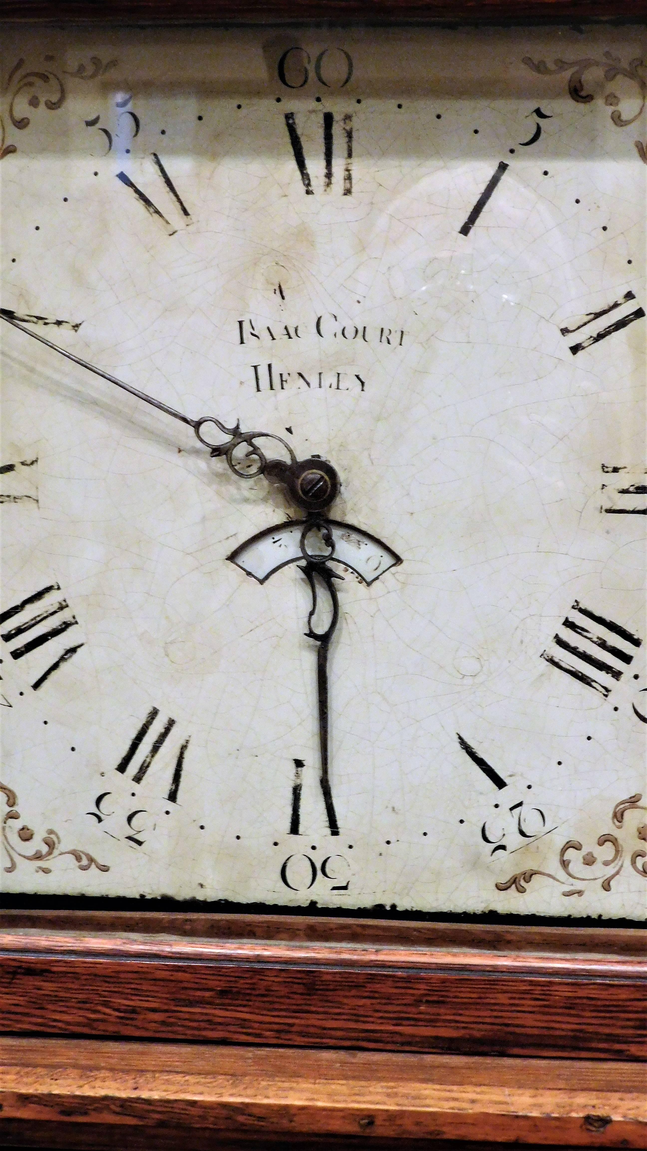 Georgian Oak Tall Case Clock by Isaac Court of Henley, England, circa 1800 For Sale 11