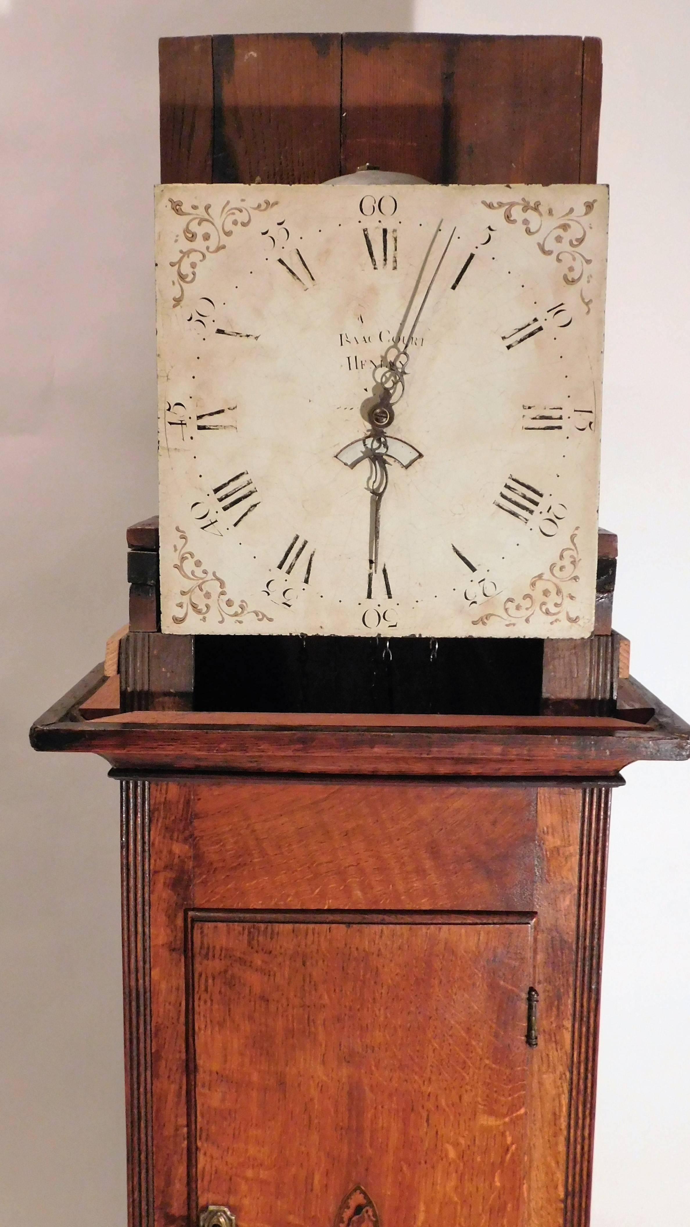 George IV Georgian Oak Tall Case Clock by Isaac Court of Henley, England, circa 1800 For Sale