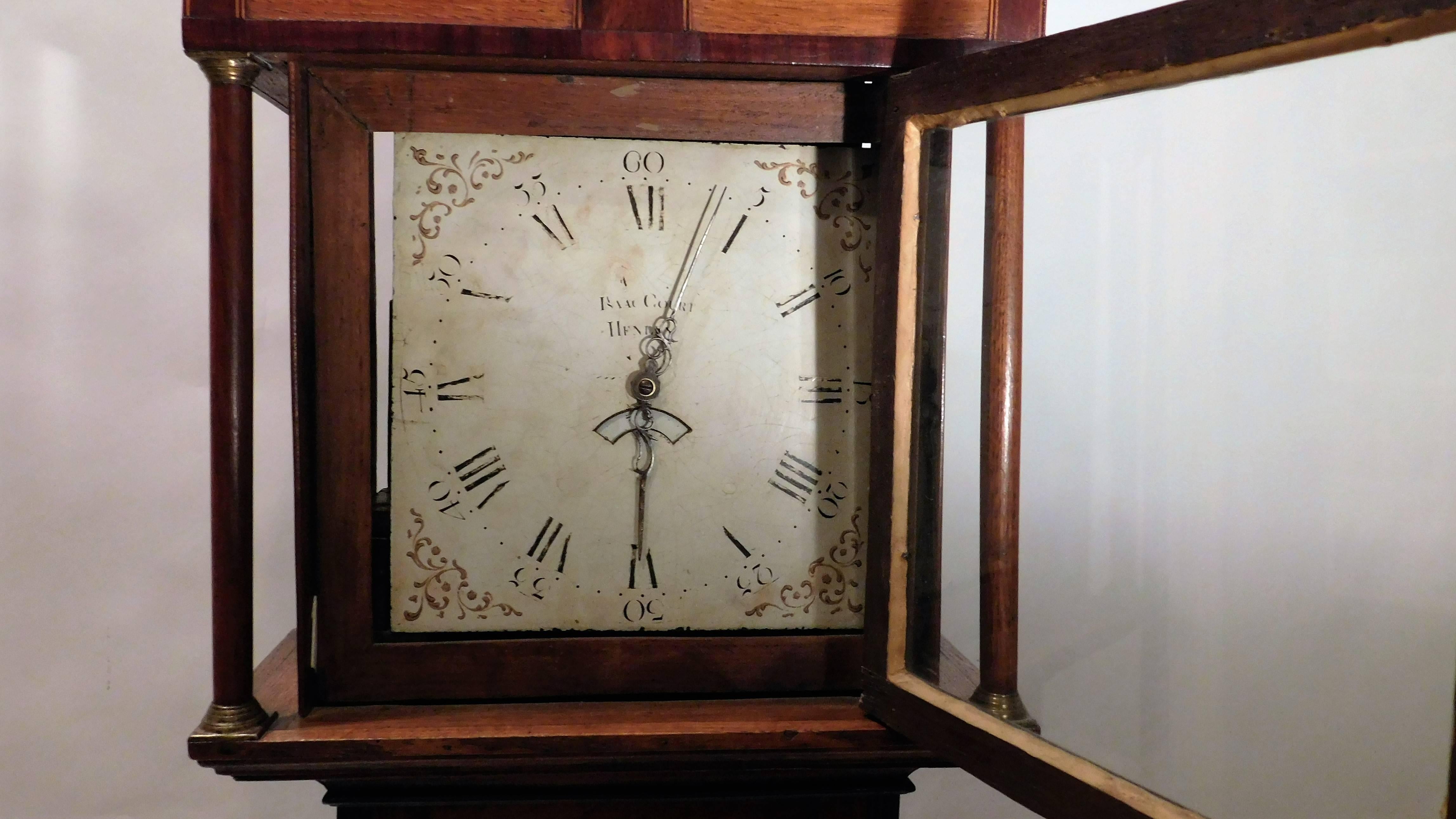 English Georgian Oak Tall Case Clock by Isaac Court of Henley, England, circa 1800 For Sale