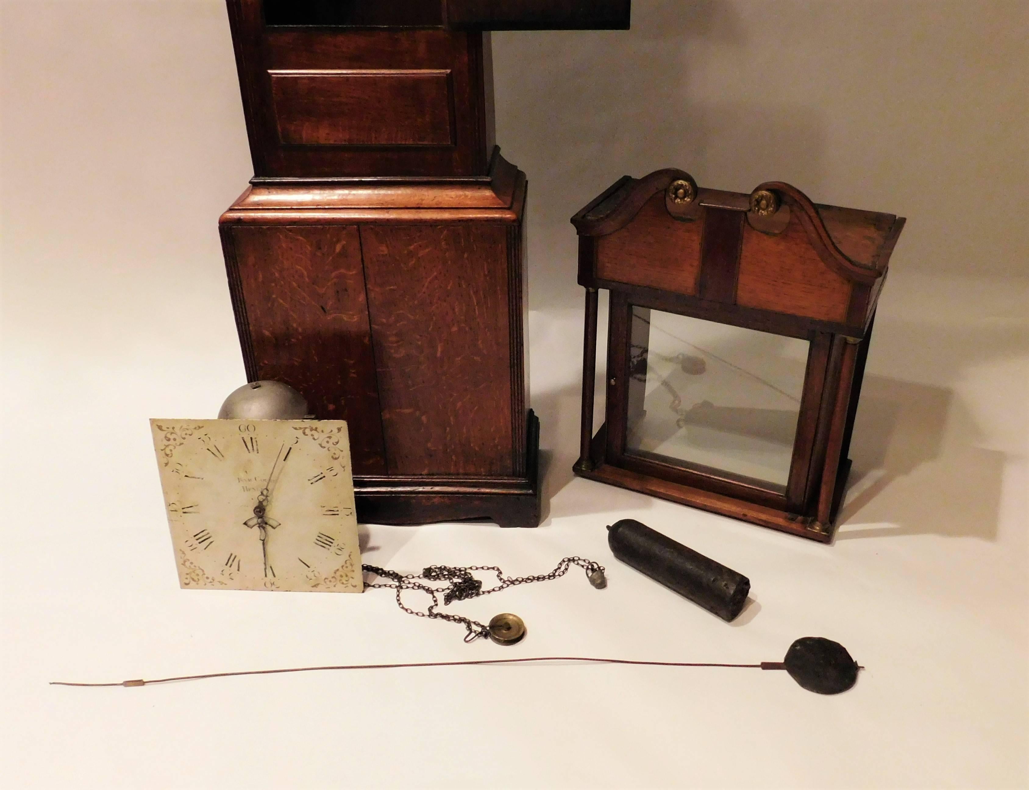 Georgian Oak Tall Case Clock by Isaac Court of Henley, England, circa 1800 For Sale 1