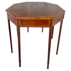 Georgian Octagonal Center Library Table Inlaid Mahogany