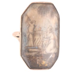 Georgian Octagonal Shaped Mourning Ring With Child & Angel 1790's
