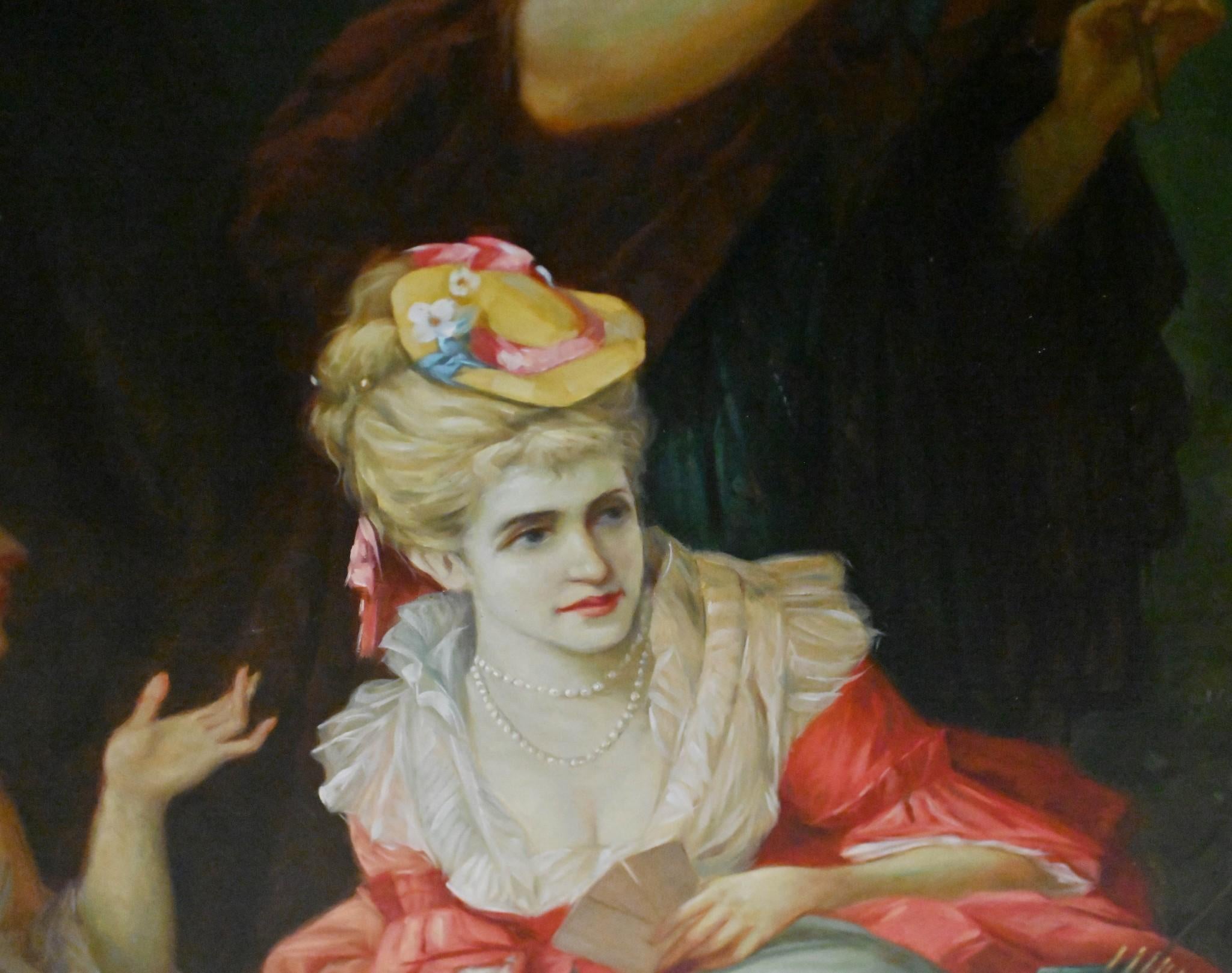 Georgian Oil Painting Lady Card Game Portrait Pre Raphaelite For Sale 5