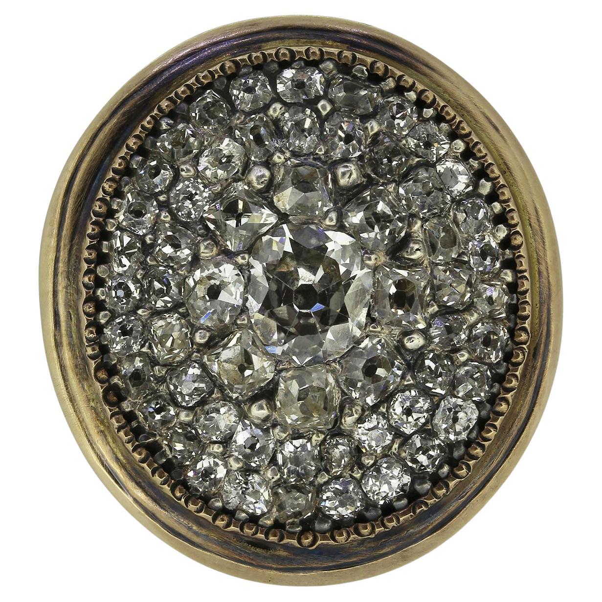 Georgian Old Cut Diamond Cluster Dress Ring For Sale