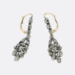 Georgian Old Cut Diamond Drop Earrings