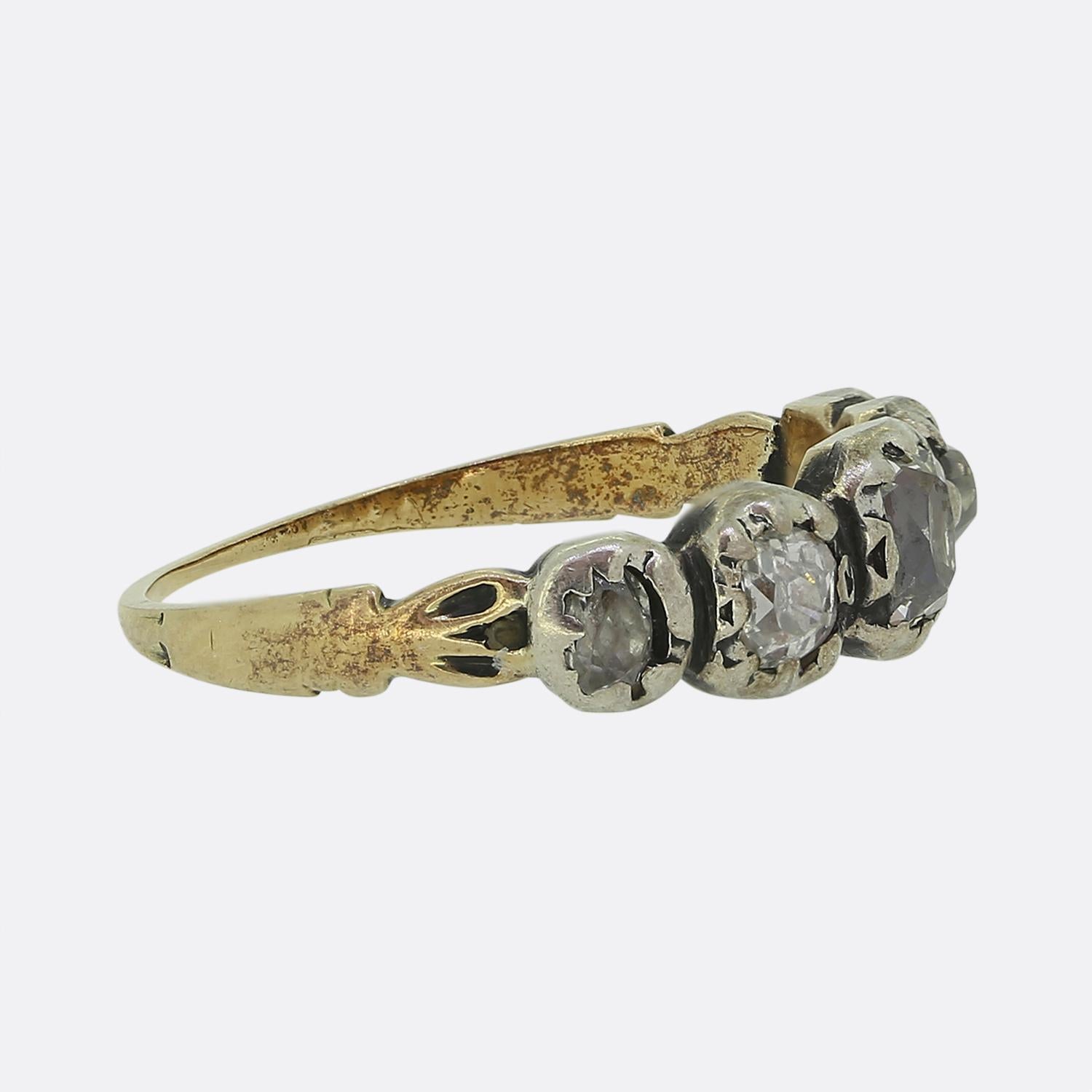 Old Mine Cut Georgian Old Cut Diamond Five Stone Ring For Sale