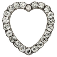 Georgian Old Cut Diamond Heart Shape Brooch Circa 1820