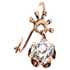 Georgian Old Cut White Sapphire Single Dangle Earring 1ct 14K Antique Original 1