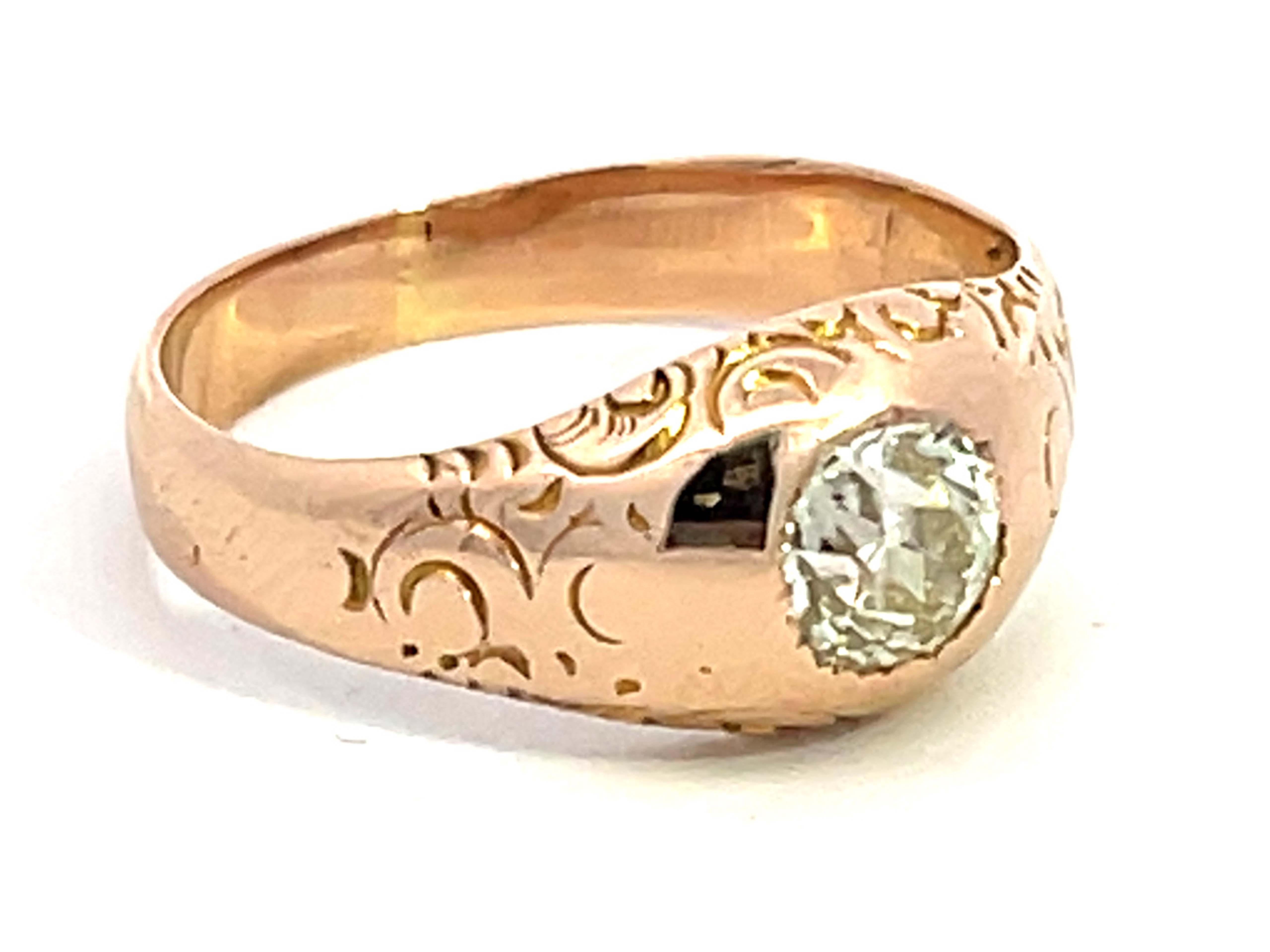 Georgian Old European Cut Diamond Ring in 14k Pink Gold In Good Condition For Sale In Honolulu, HI