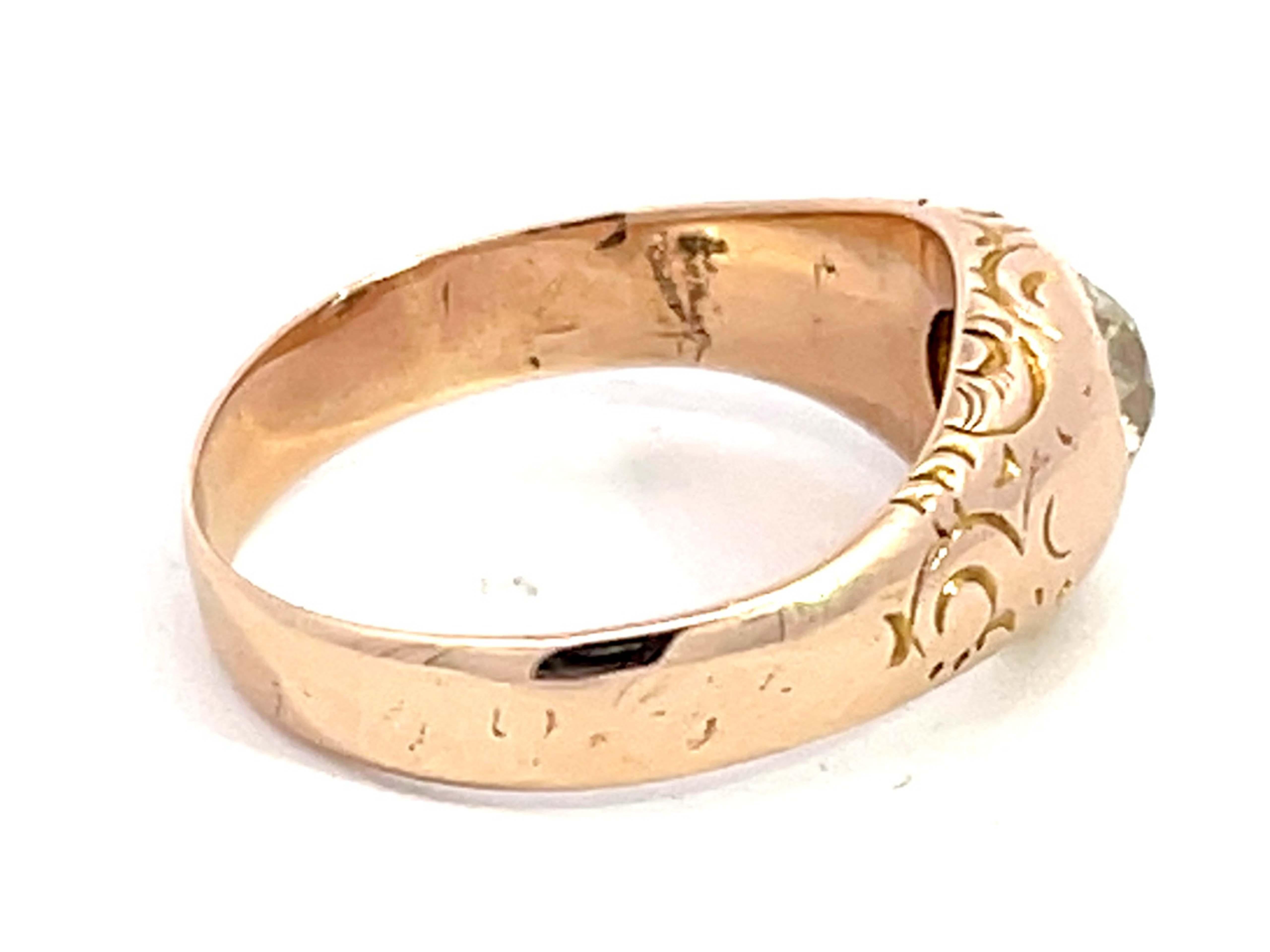 Georgian Old European Cut Diamond Ring in 14k Pink Gold For Sale 1