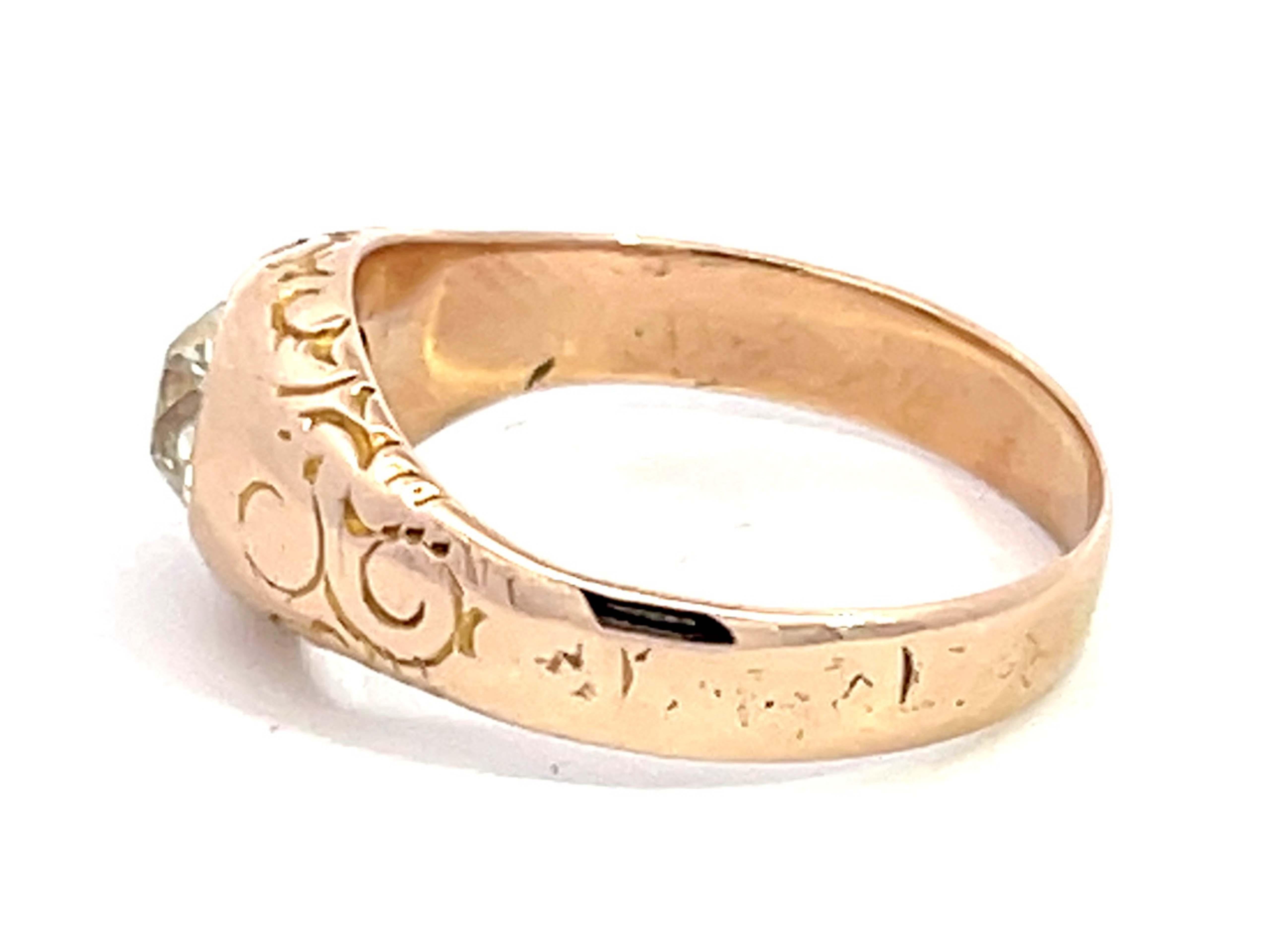 Georgian Old European Cut Diamond Ring in 14k Pink Gold For Sale 2