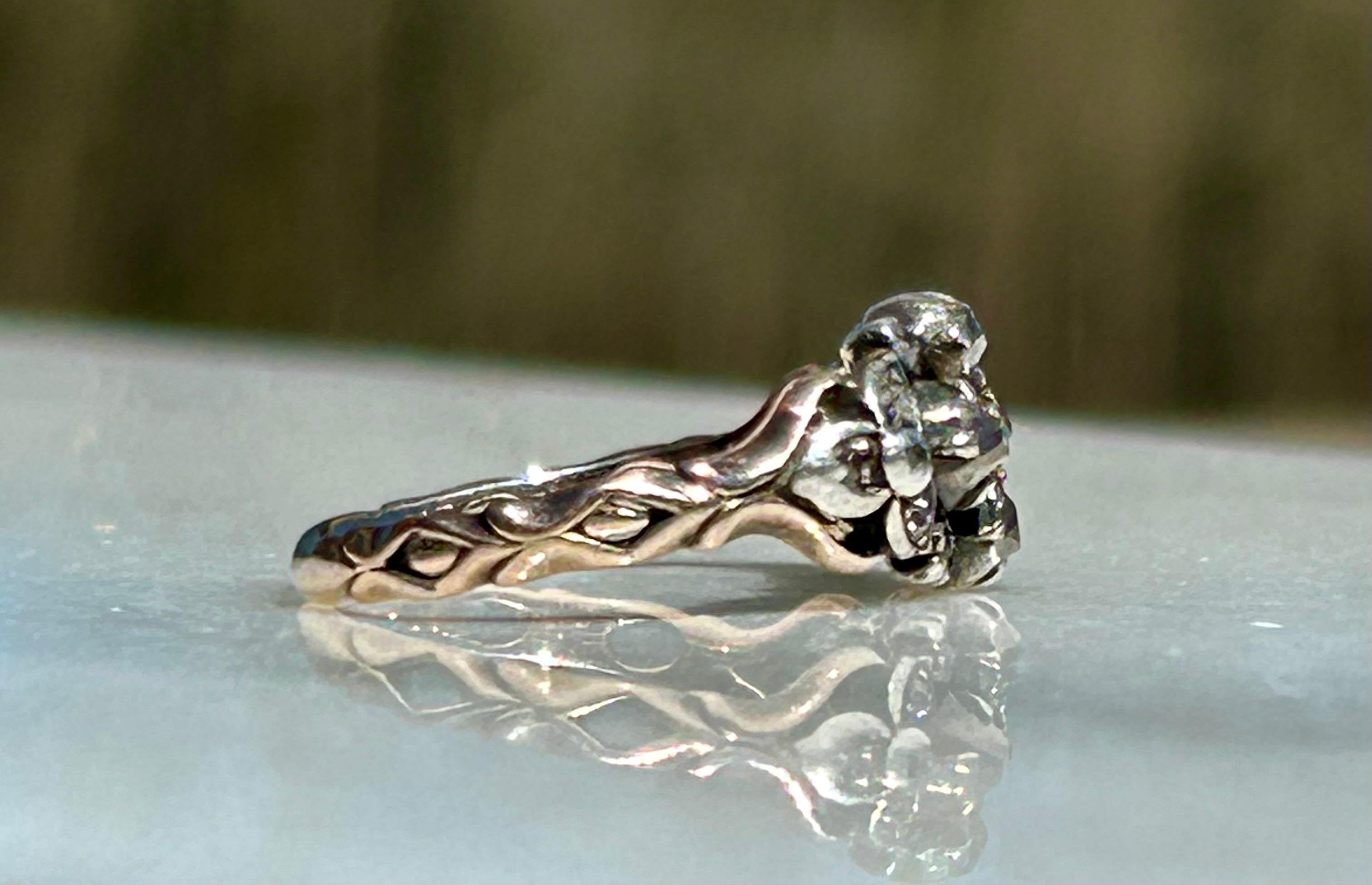 Georgischer Diamant mit altem Minenschliff und 14k Gold Ring (Georgian)