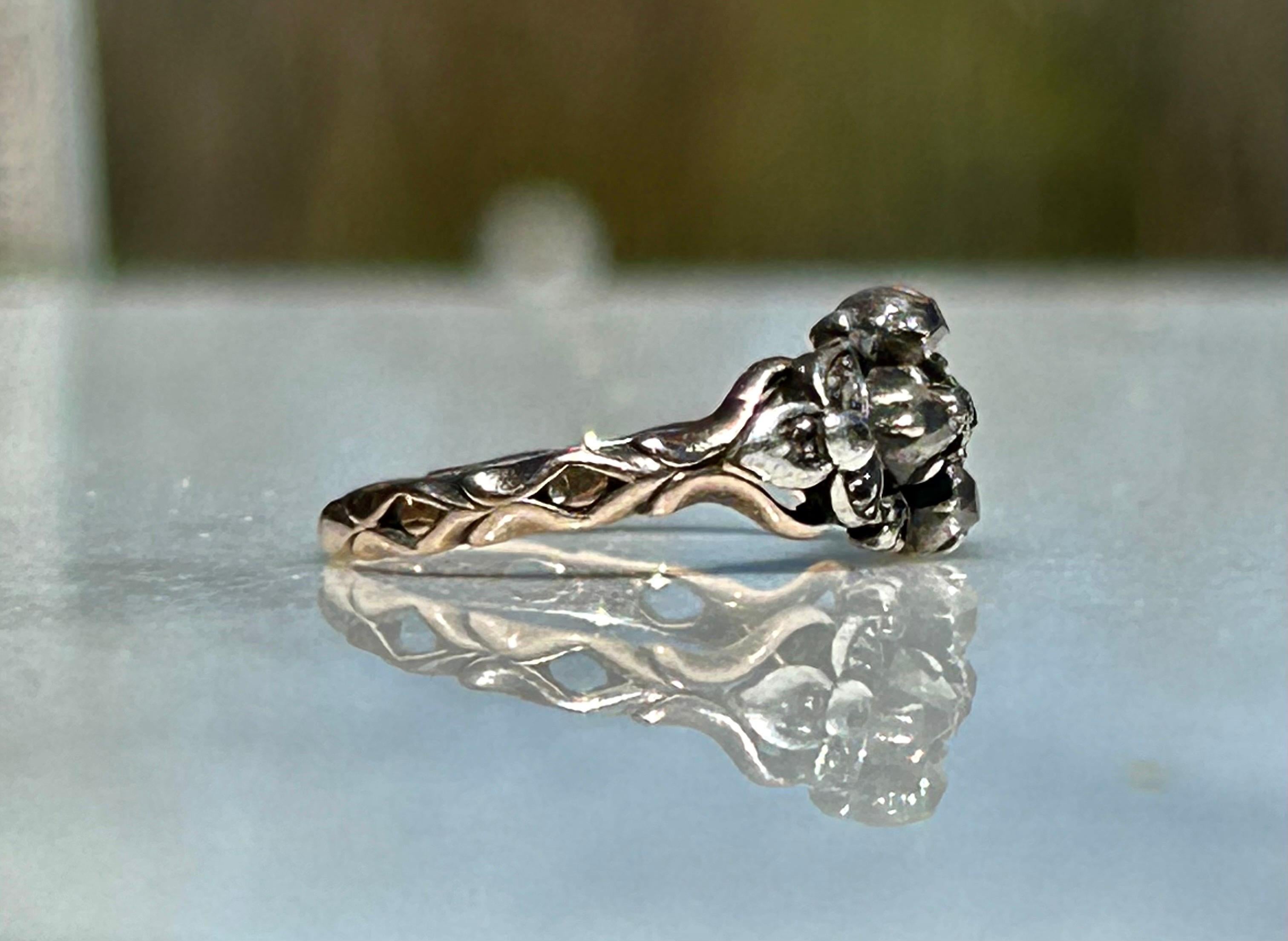 Georgischer Diamant mit altem Minenschliff und 14k Gold Ring (Alteuropäischer Brillantschliff)