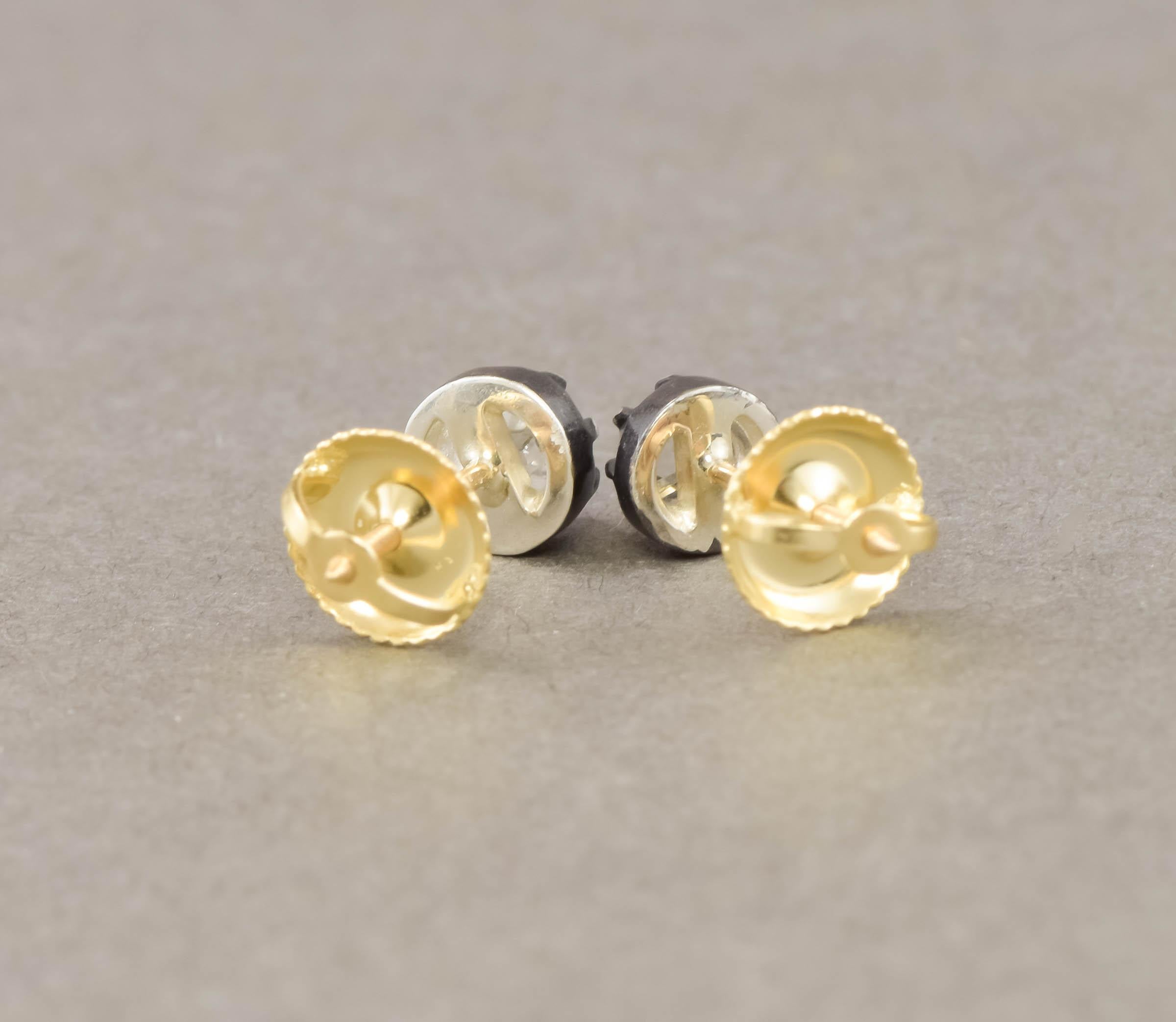 Georgian Old Mine Cut Diamond Stud Earrings in Silver & 18K Gold 6