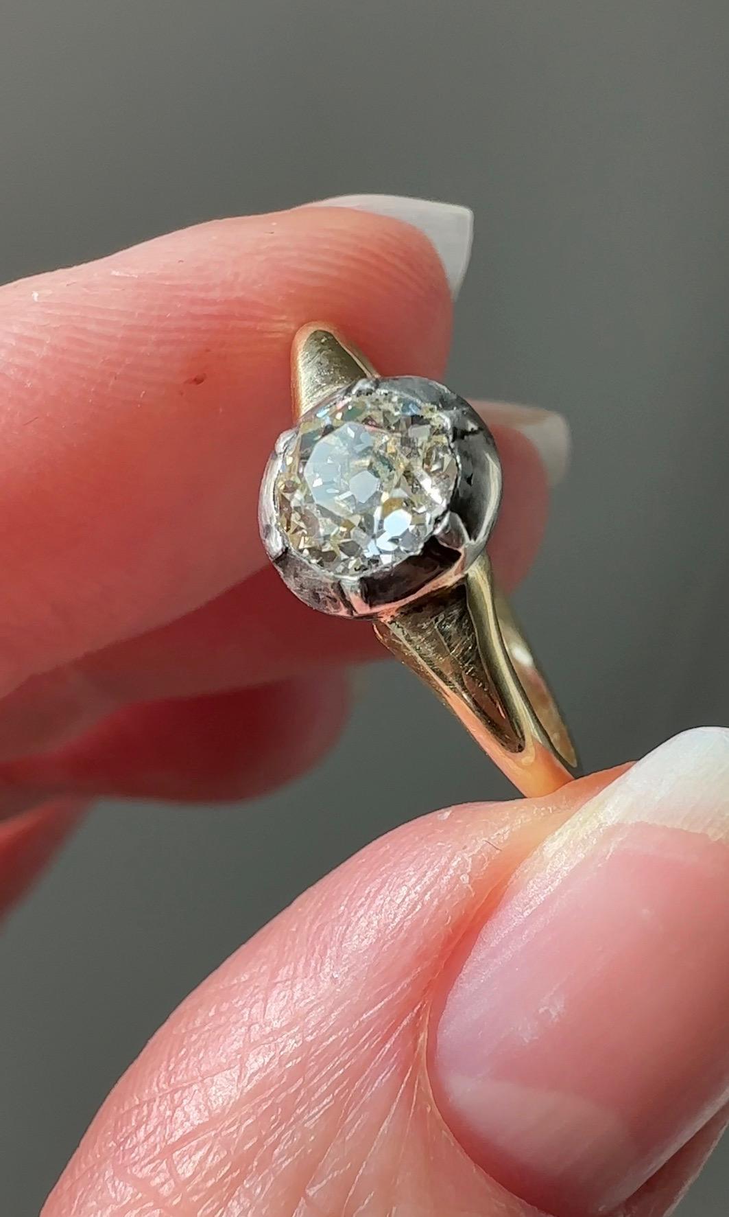 Georgian Old Mine Cut Solitaire Diamond Ring In Good Condition For Sale In Hummelstown, PA