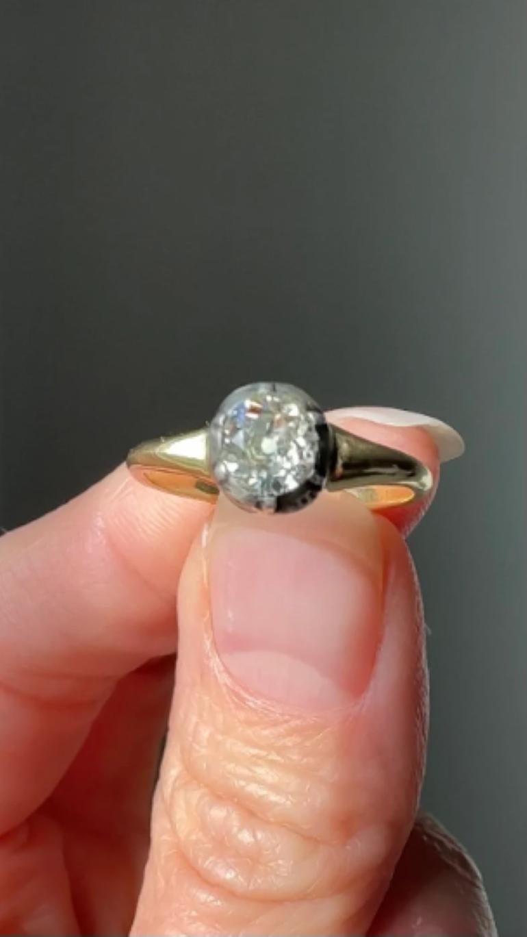 Bague solitaire en diamant taille vieille mine de style géorgien Bon état - En vente à Hummelstown, PA