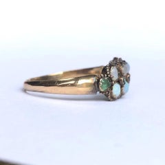 Georgian Opal and Emerald 15 Carat Gold Double Row Band